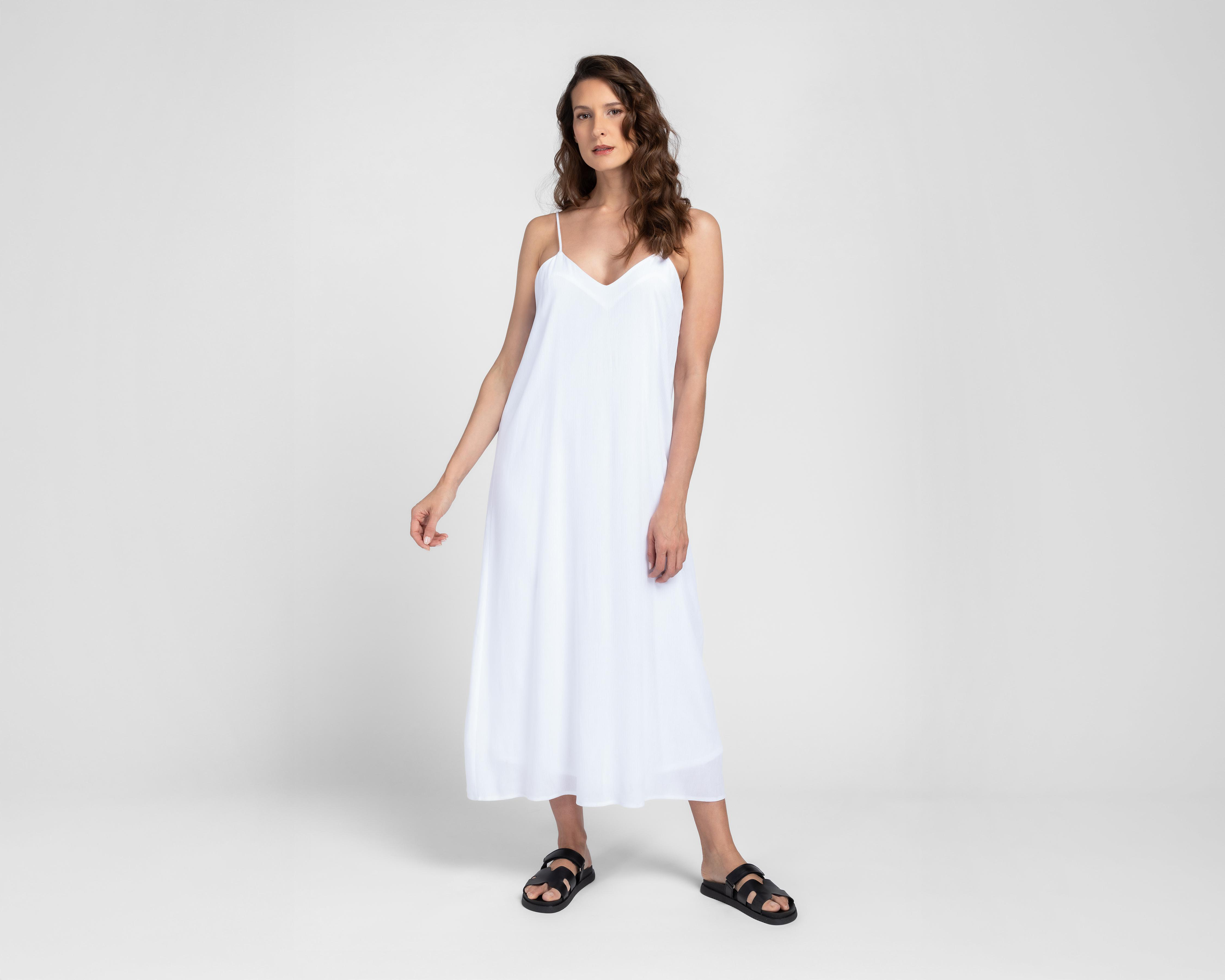 Foto 2 pulgar | Vestido Casual Sahara Blanco de Tirantes Largo para Mujer