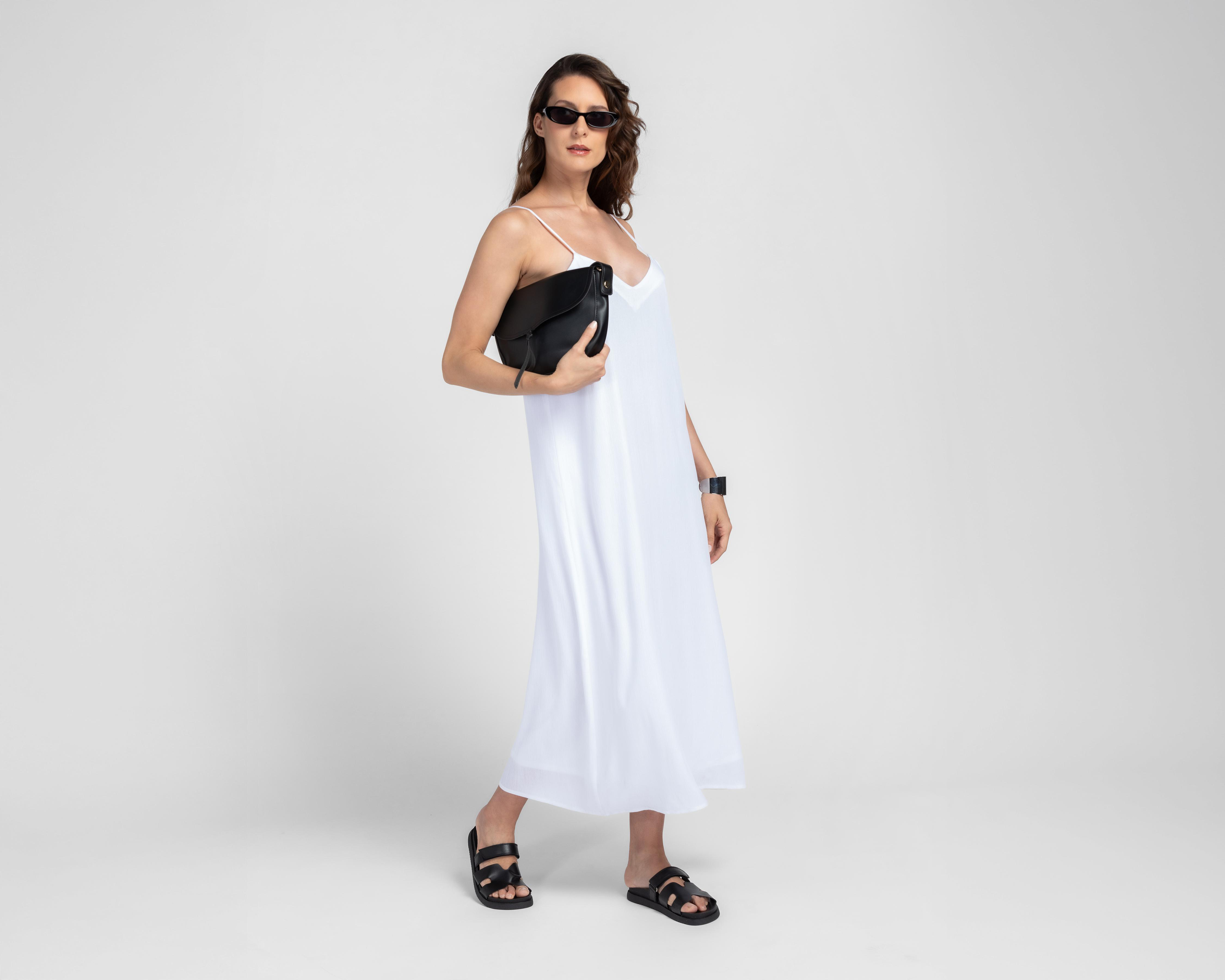 Foto 3 pulgar | Vestido Casual Sahara Blanco de Tirantes Largo para Mujer