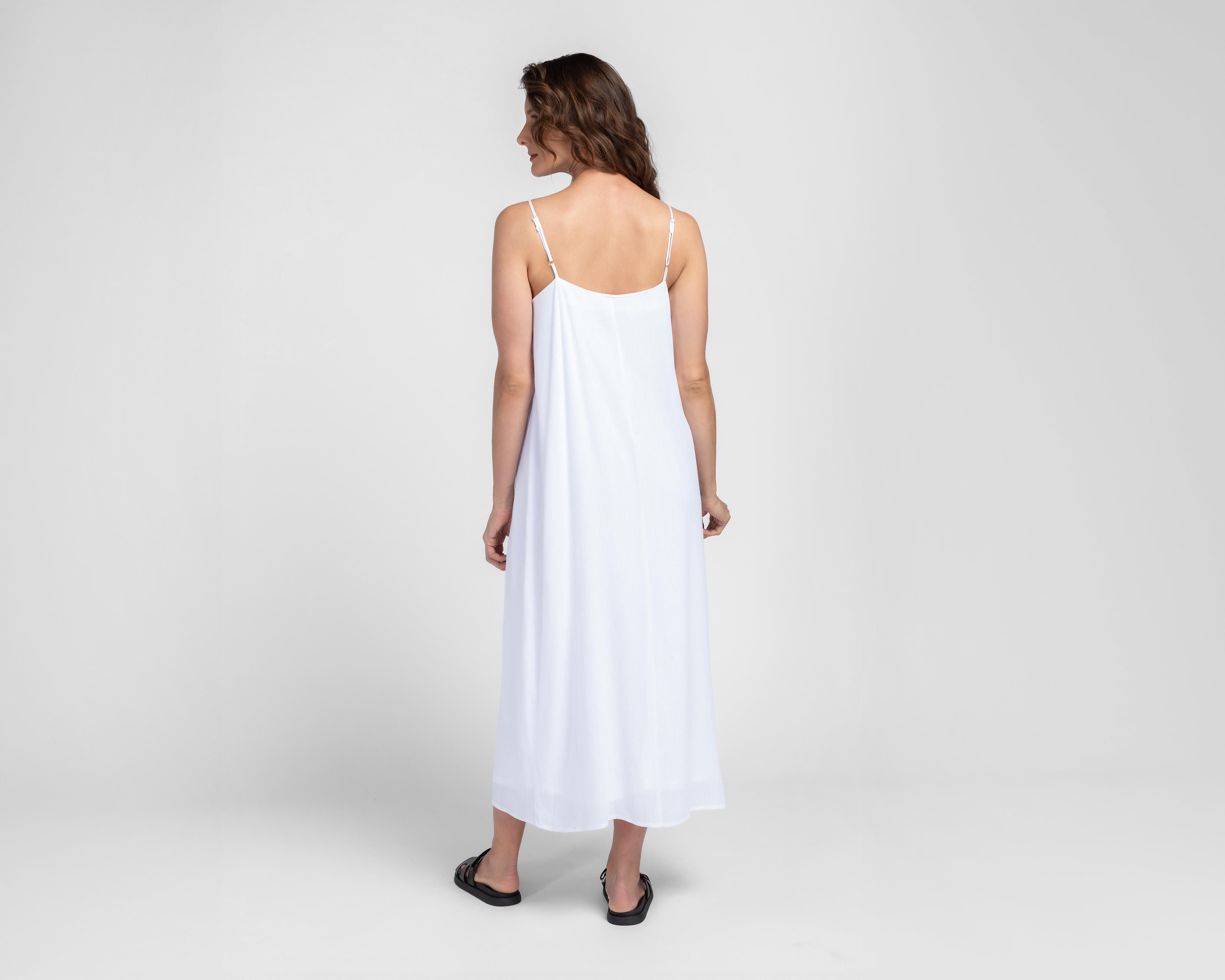Foto 4 pulgar | Vestido Casual Sahara Blanco de Tirantes Largo para Mujer