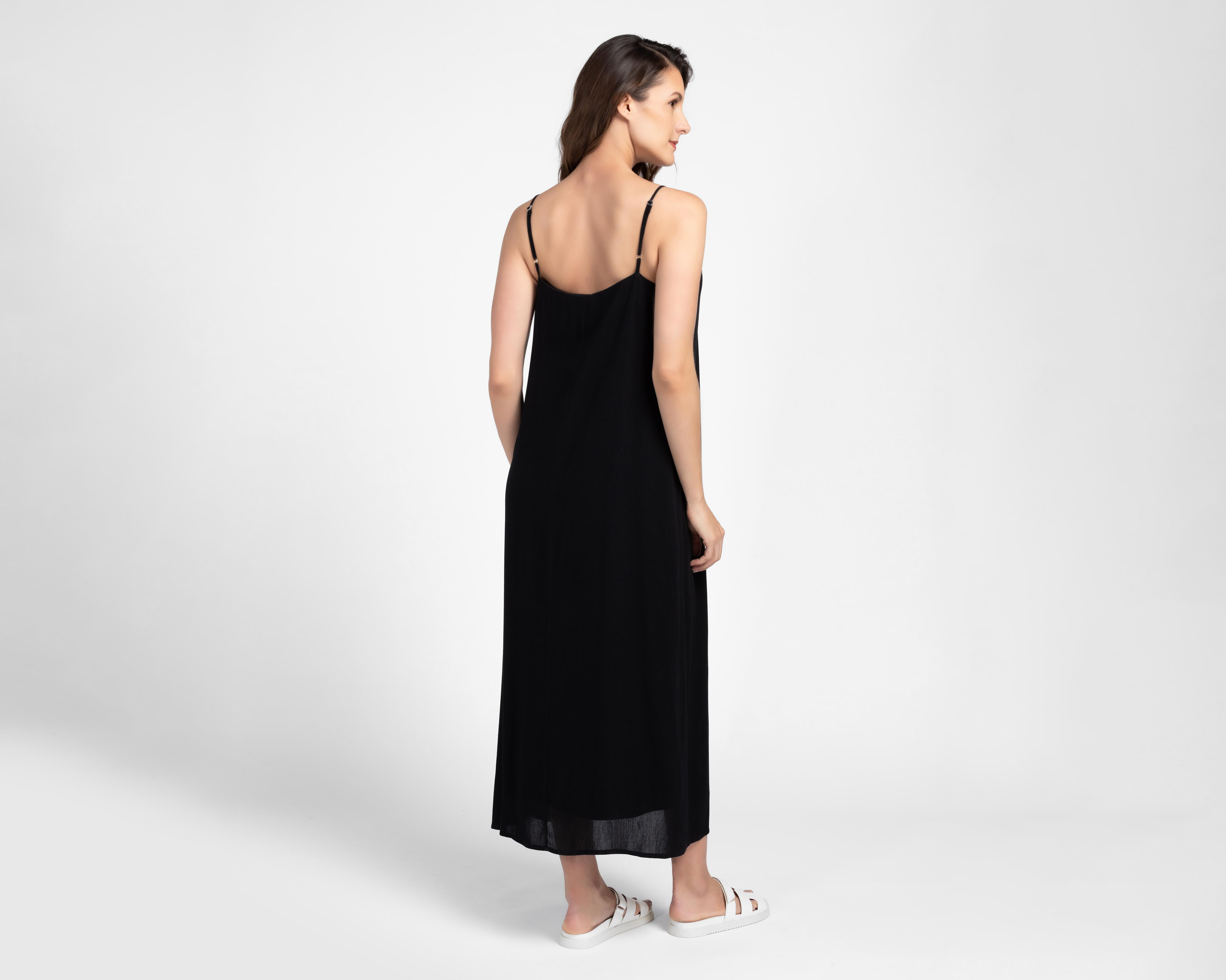 Foto 4 pulgar | Vestido Casual Sahara Negro de Tirantes Largo para Mujer