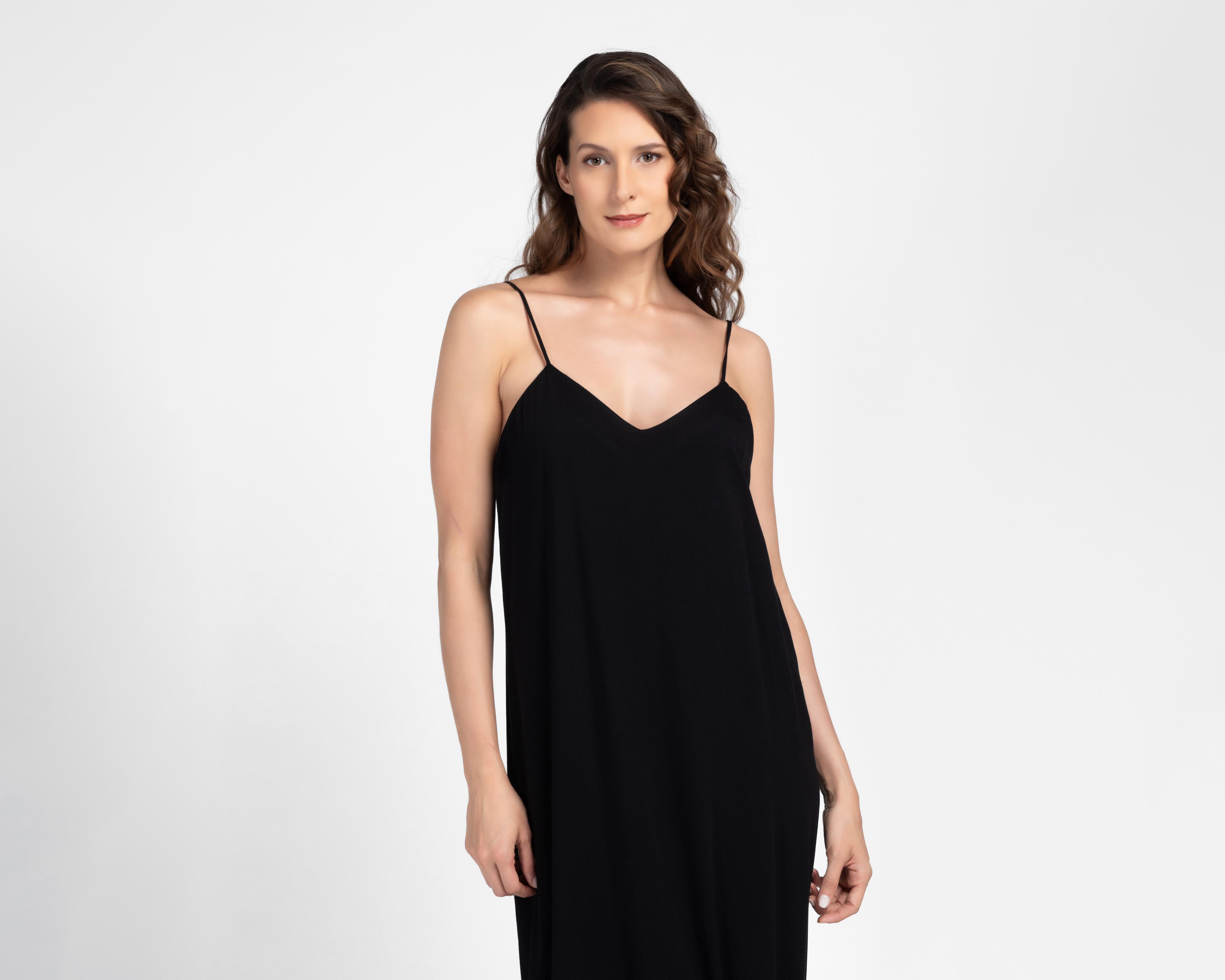 Foto 5 pulgar | Vestido Casual Sahara Negro de Tirantes Largo para Mujer