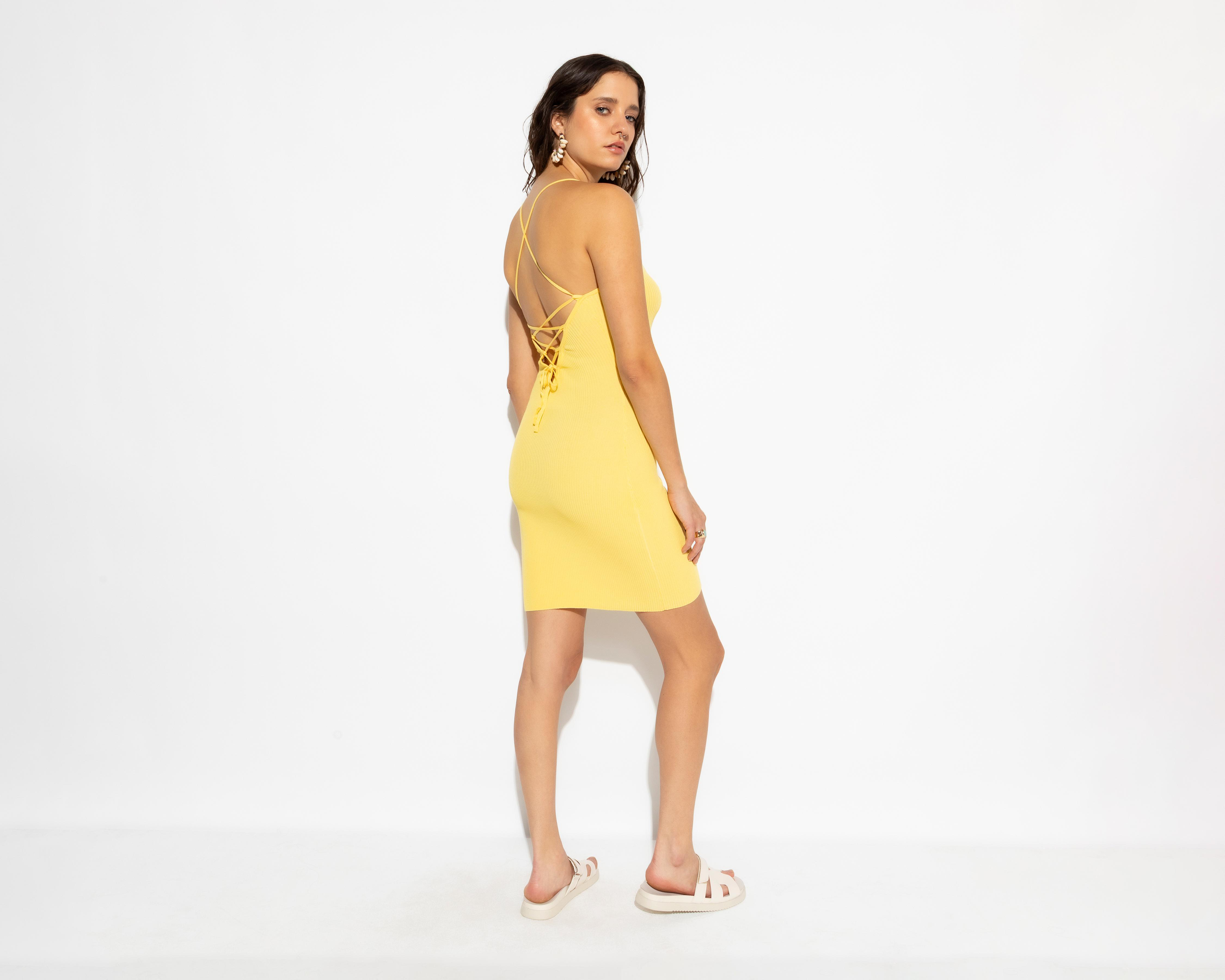 Foto 4 pulgar | Vestido Casual Strona Amarillo con Tirantes Juvenil