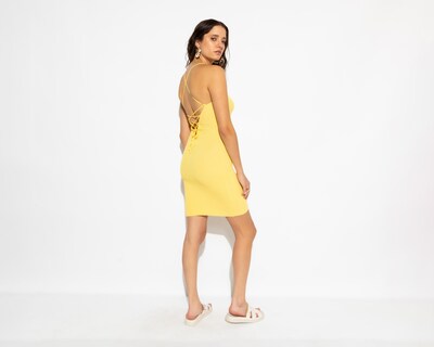 Foto 3 | Vestido Casual Strona Amarillo con Tirantes Juvenil