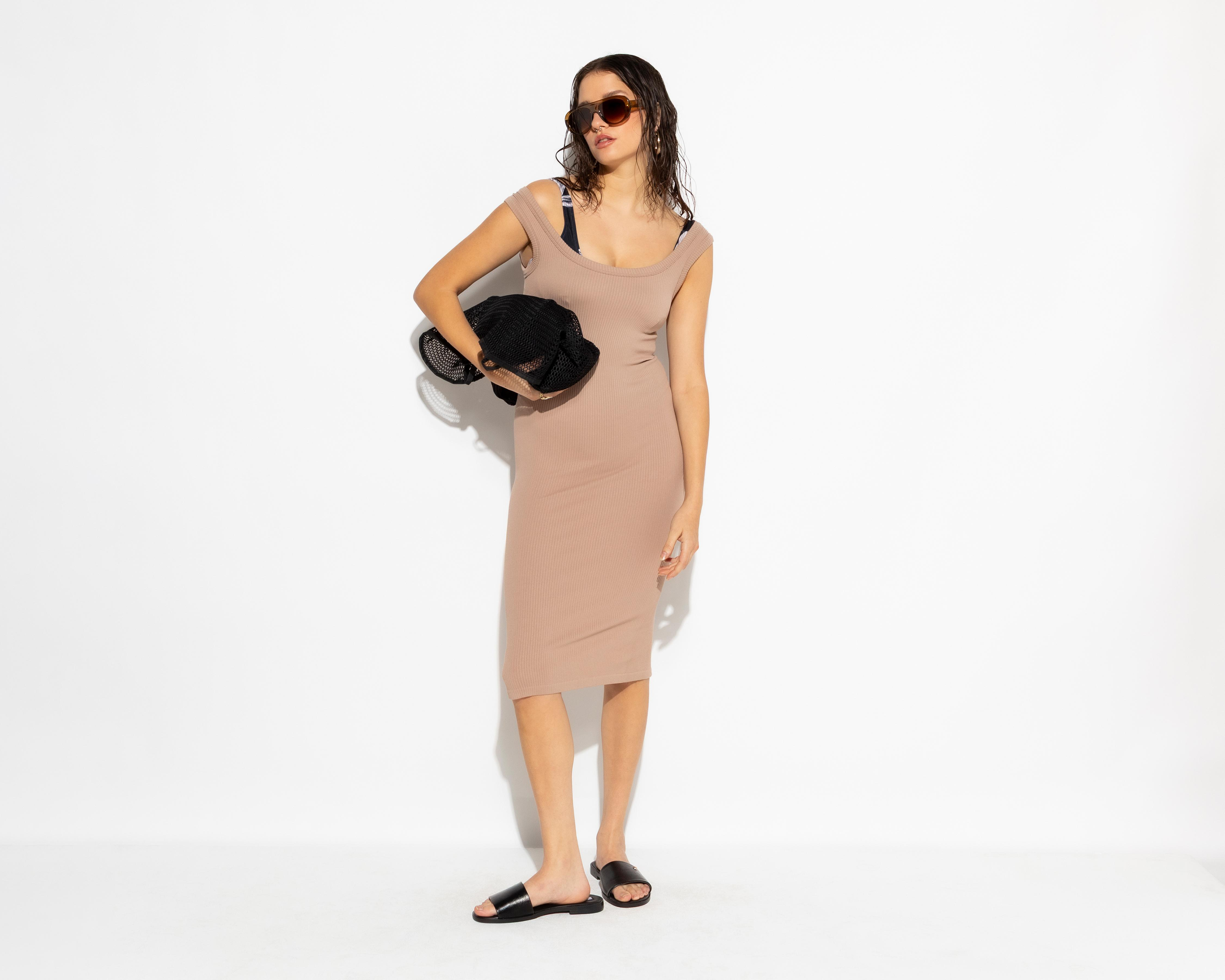 Vestido Casual Strona Beige sin Mangas Juvenil