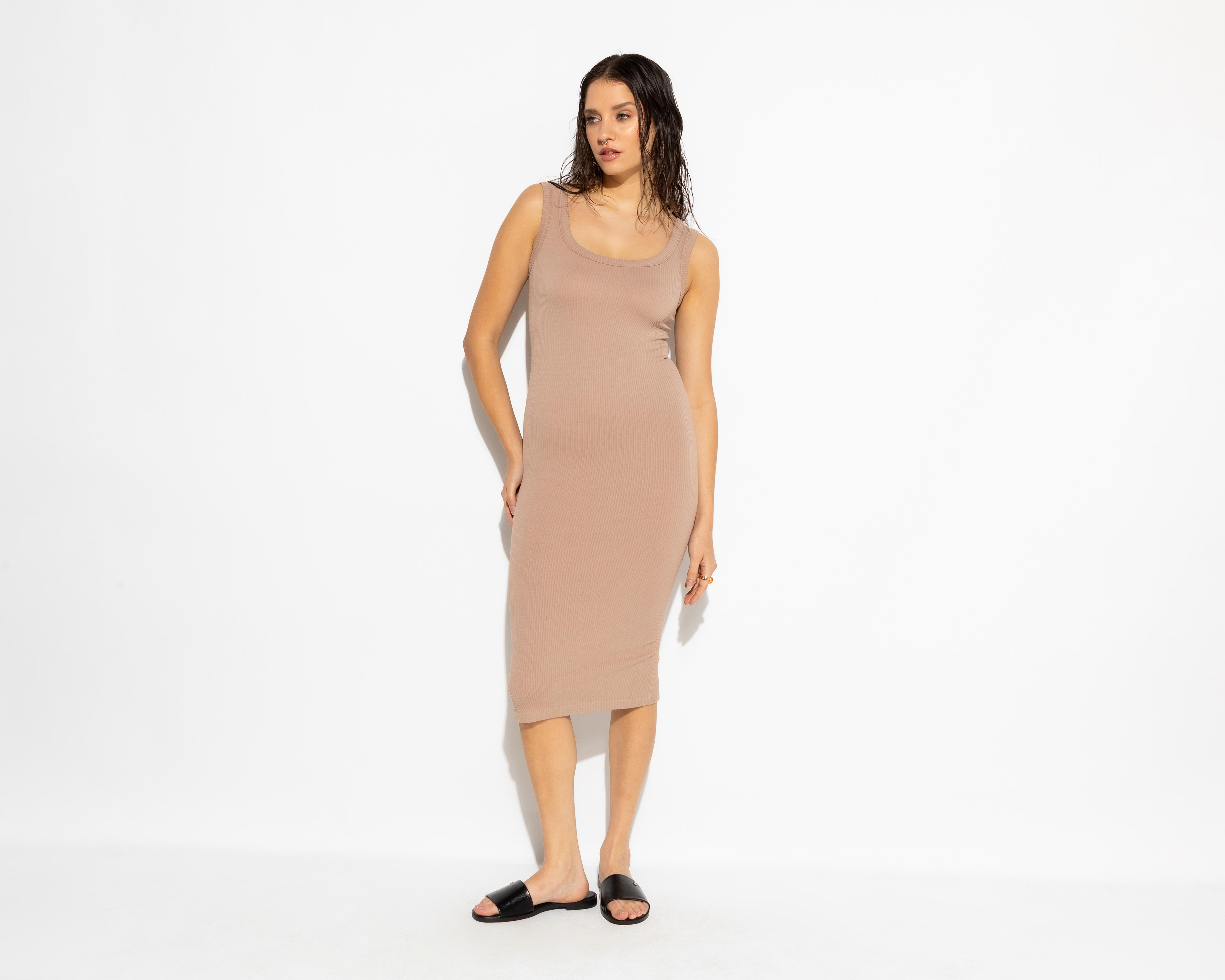 Foto 2 | Vestido Casual Strona Beige sin Mangas Juvenil