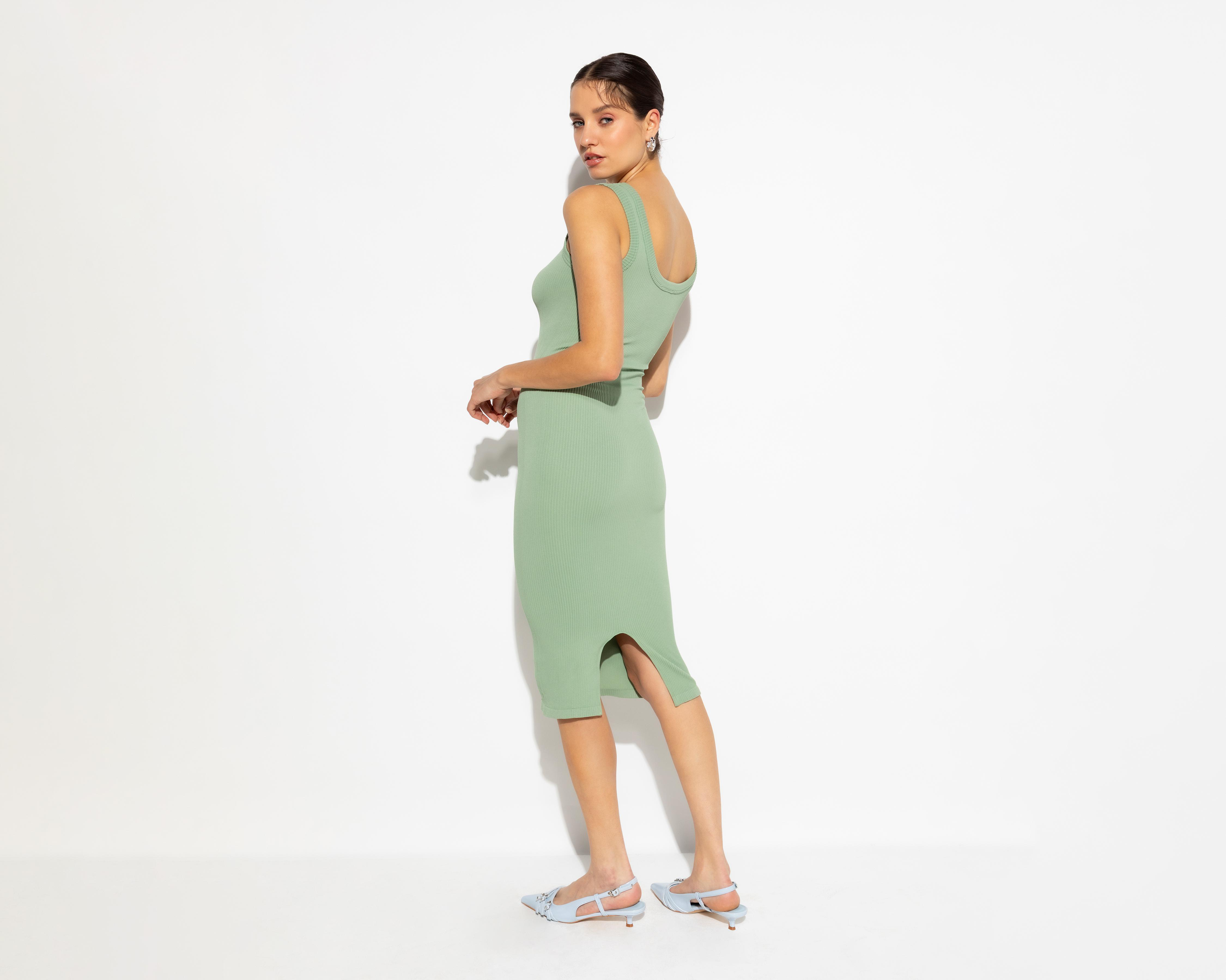 Foto 4 pulgar | Vestido Casual Strona Verde sin Mangas Juvenil