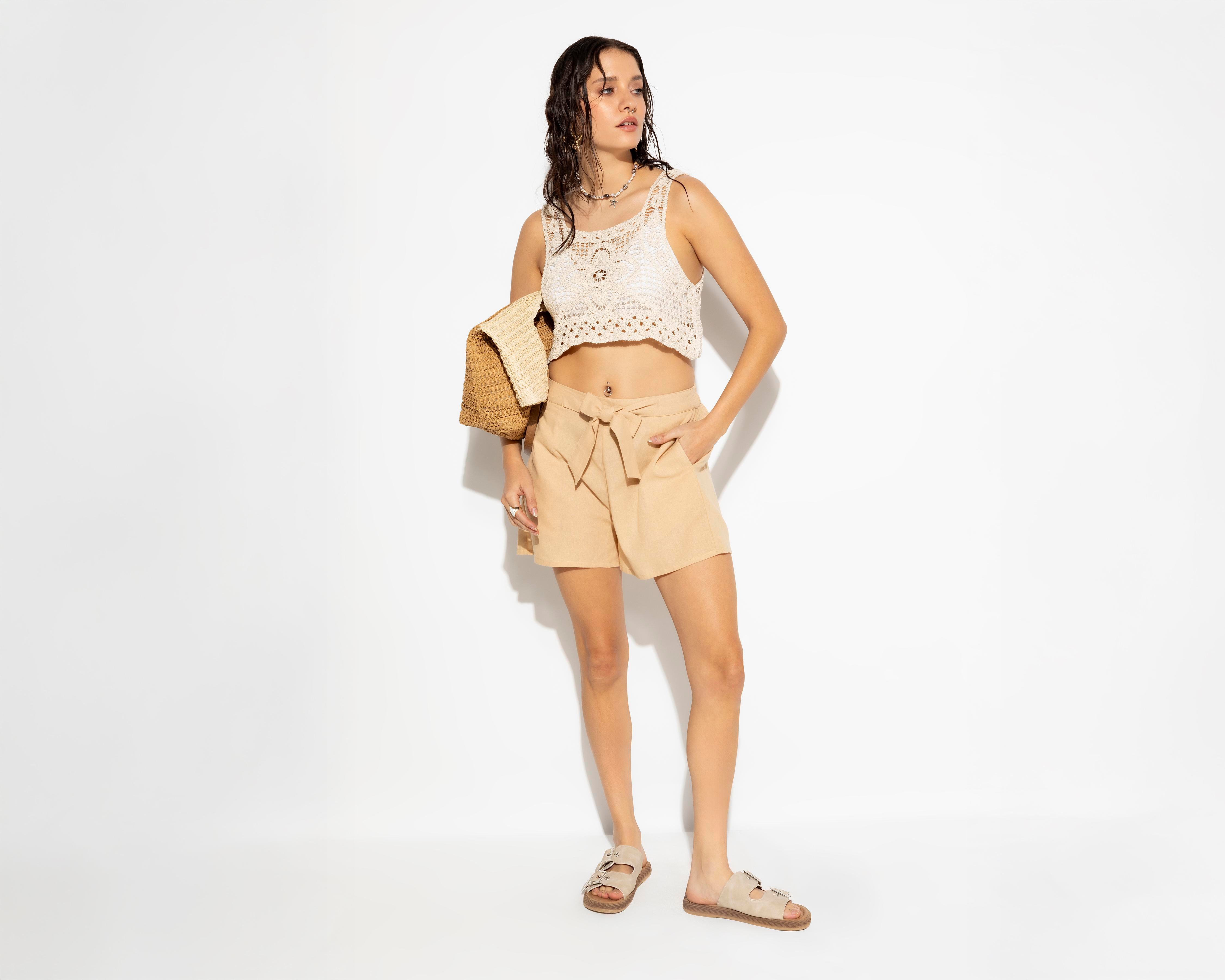 Foto 2 pulgar | Short Strona Beige para Mujer