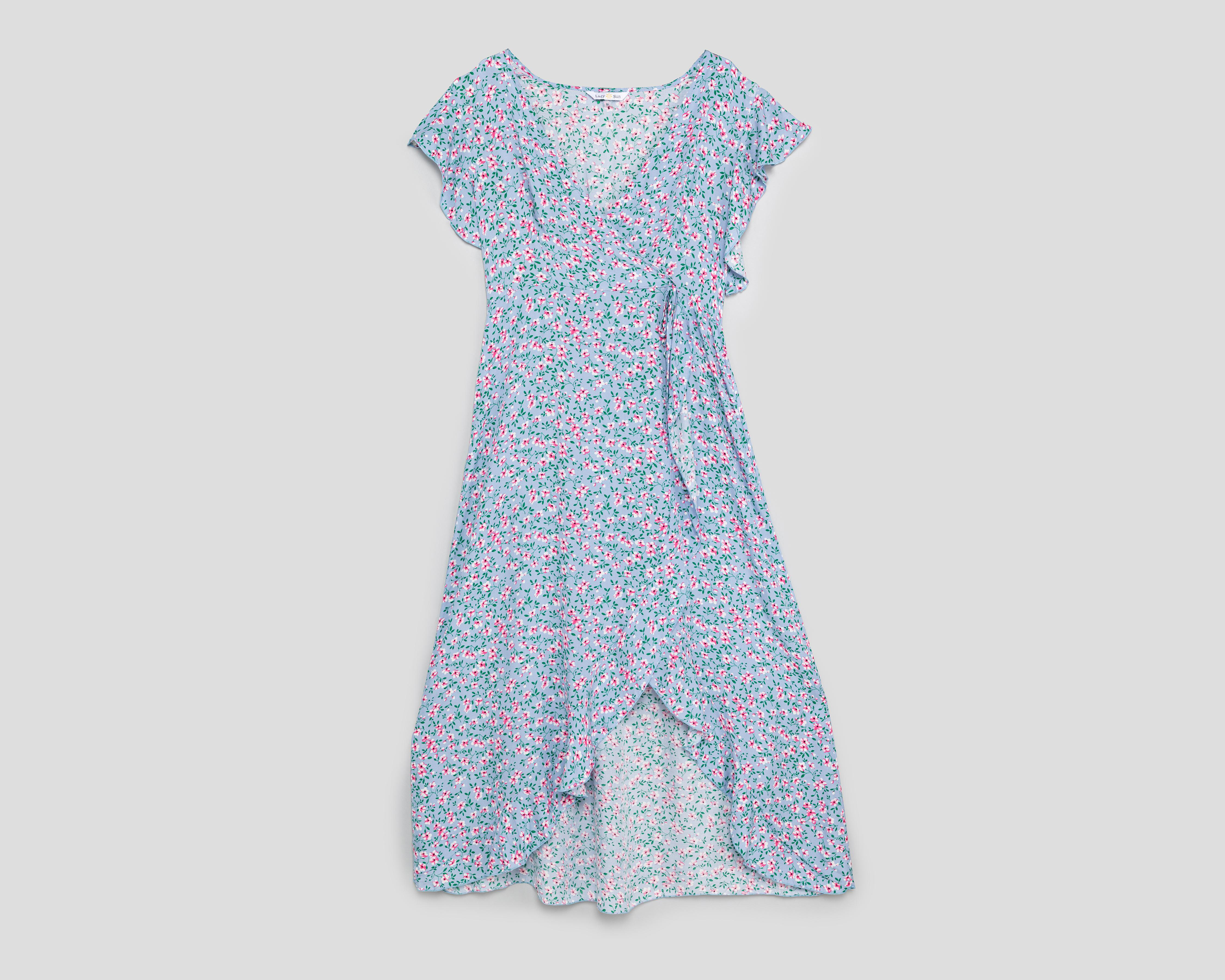 Foto 2 pulgar | Vestido Casual Lady Sun Escote Cruzado con Manga Corta para Mujer