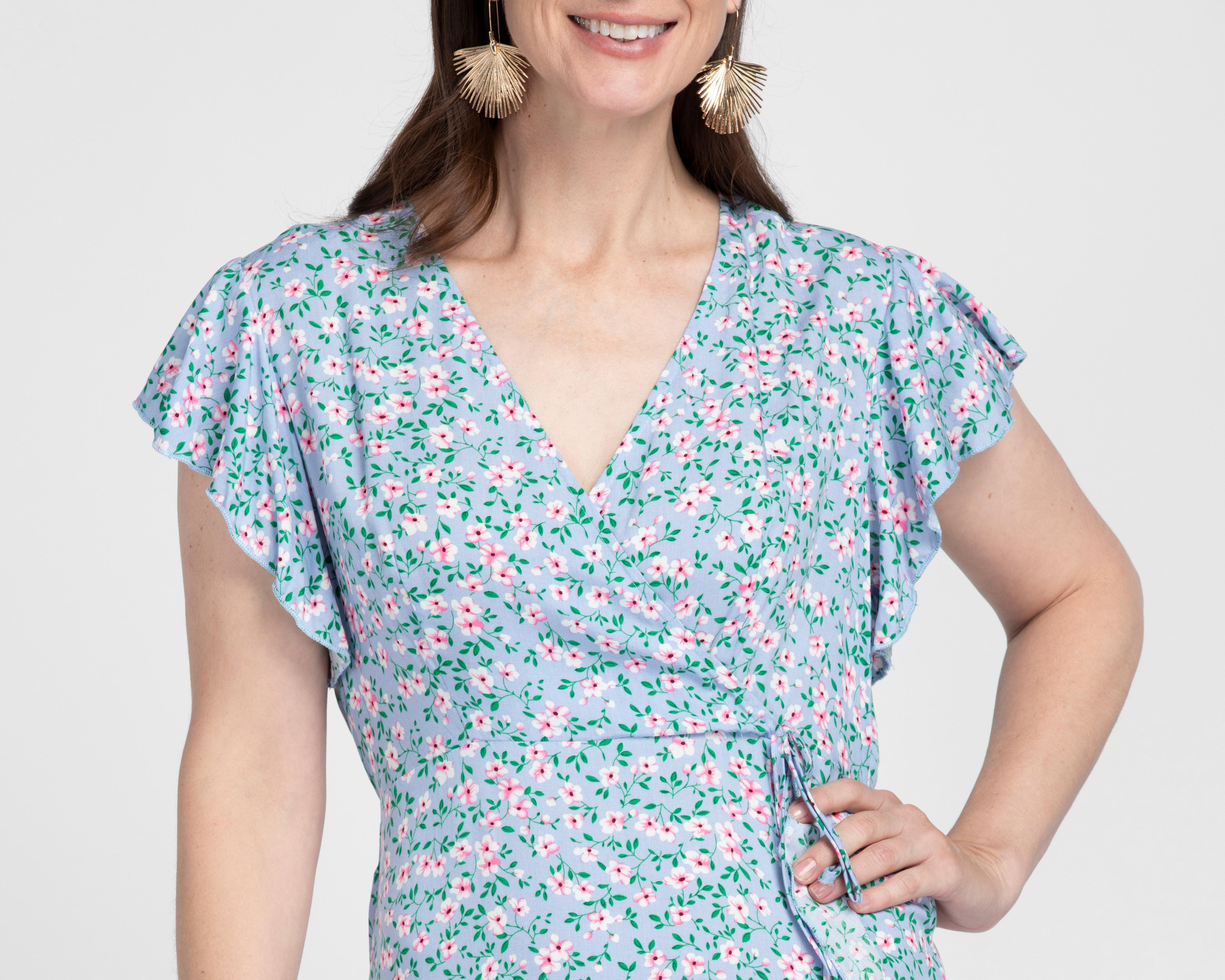 Foto 5 pulgar | Vestido Casual Lady Sun Escote Cruzado con Manga Corta para Mujer