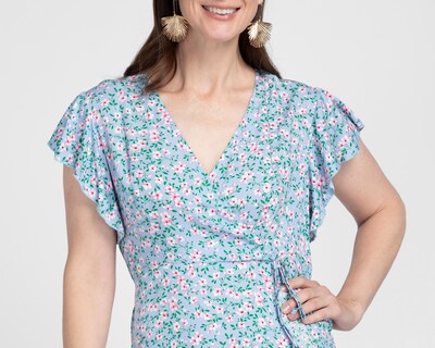 Foto 4 | Vestido Casual Lady Sun Escote Cruzado con Manga Corta para Mujer