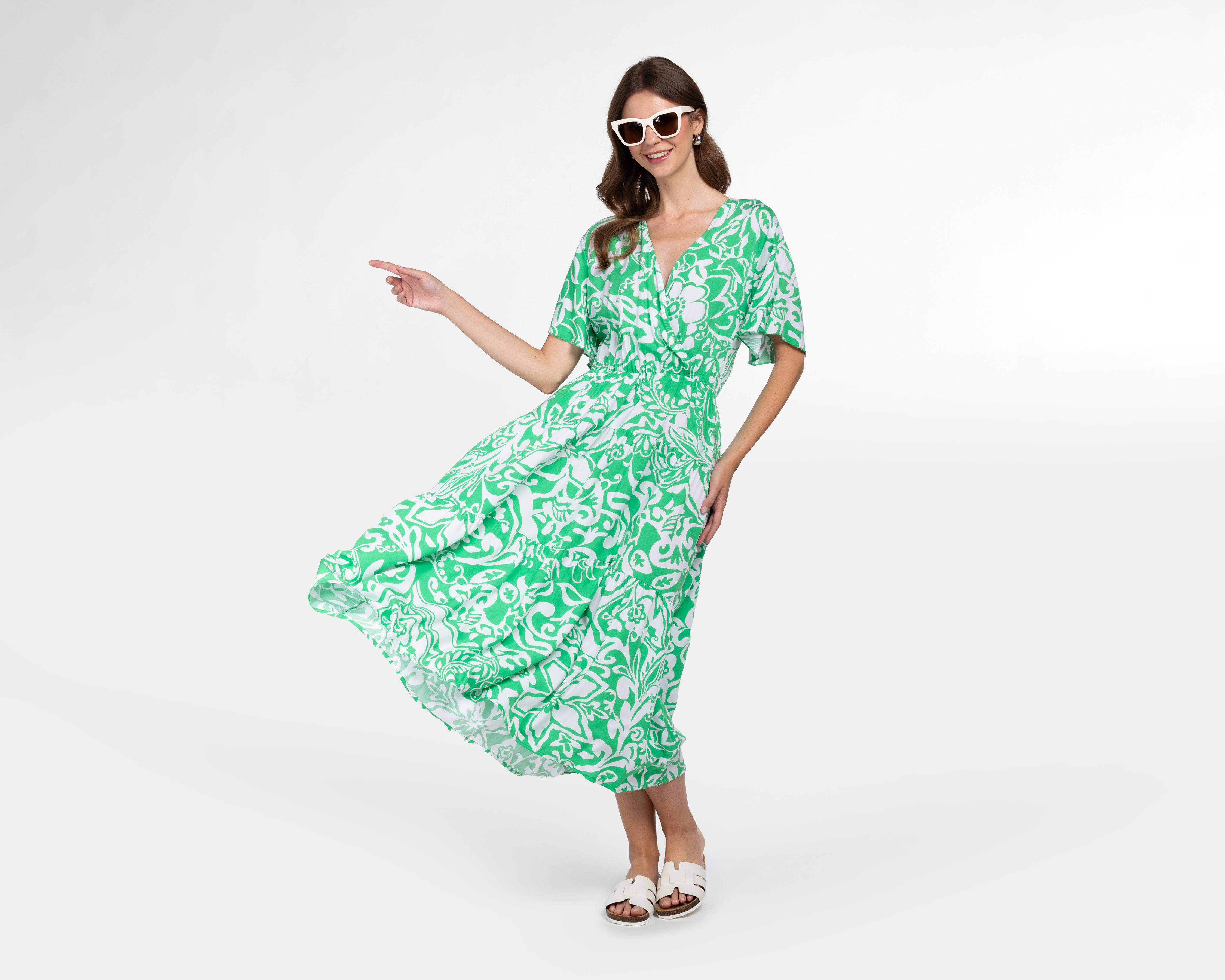 Foto 3 pulgar | Vestido Lady Sun Casual Verde Floral para Mujer