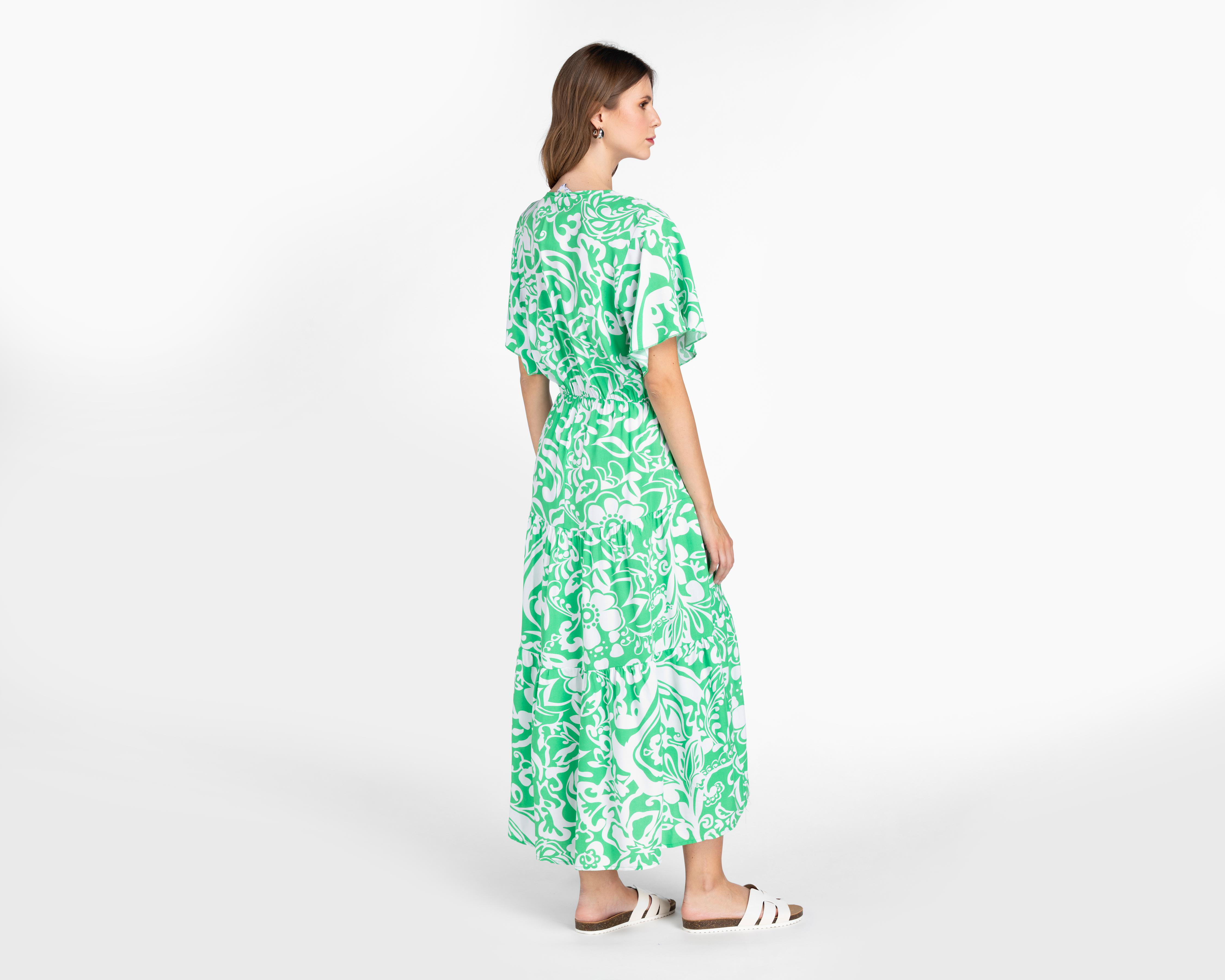 Foto 4 pulgar | Vestido Lady Sun Casual Verde Floral para Mujer
