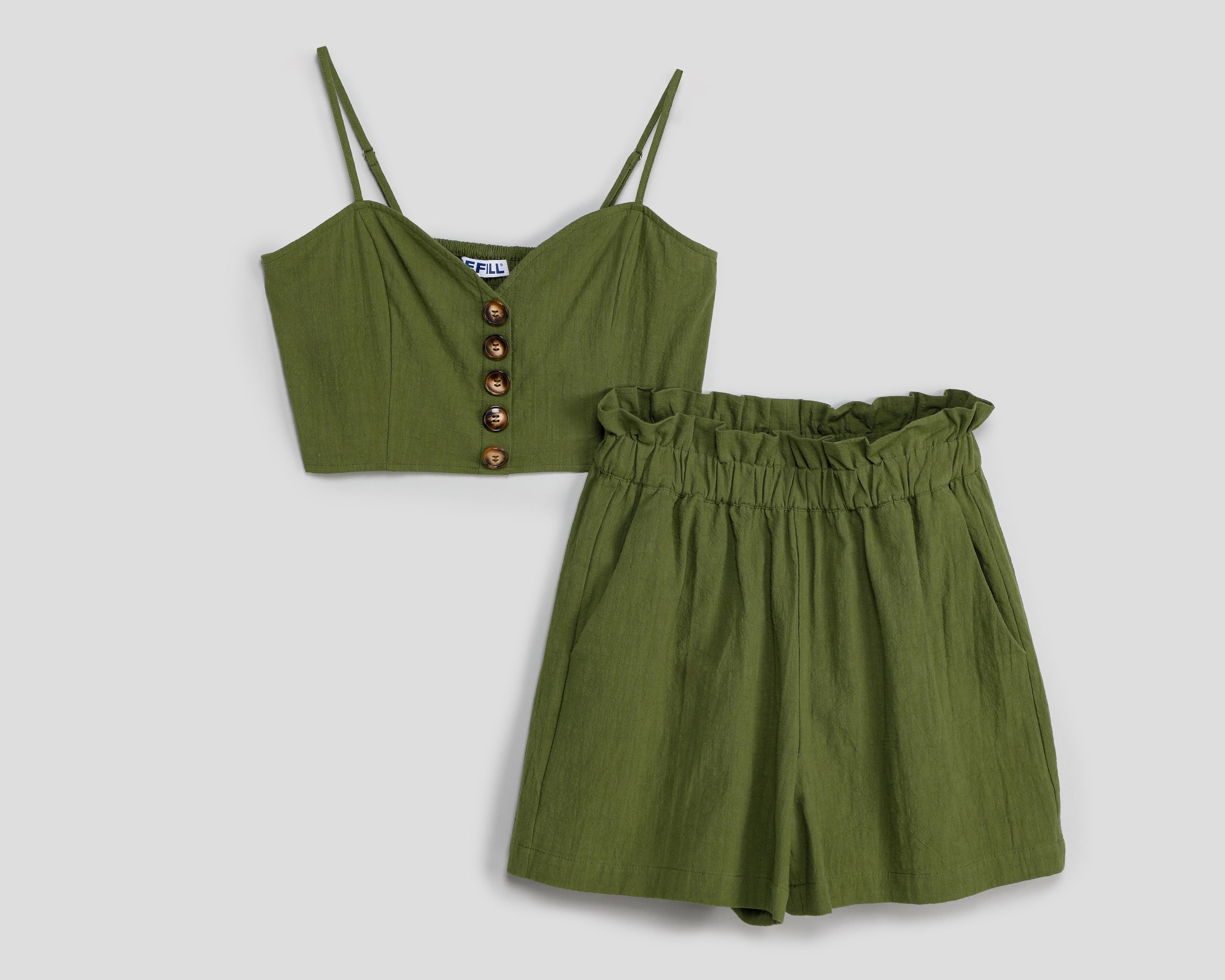 Foto 1 | Crop Top y Short Refill Verde para Mujer
