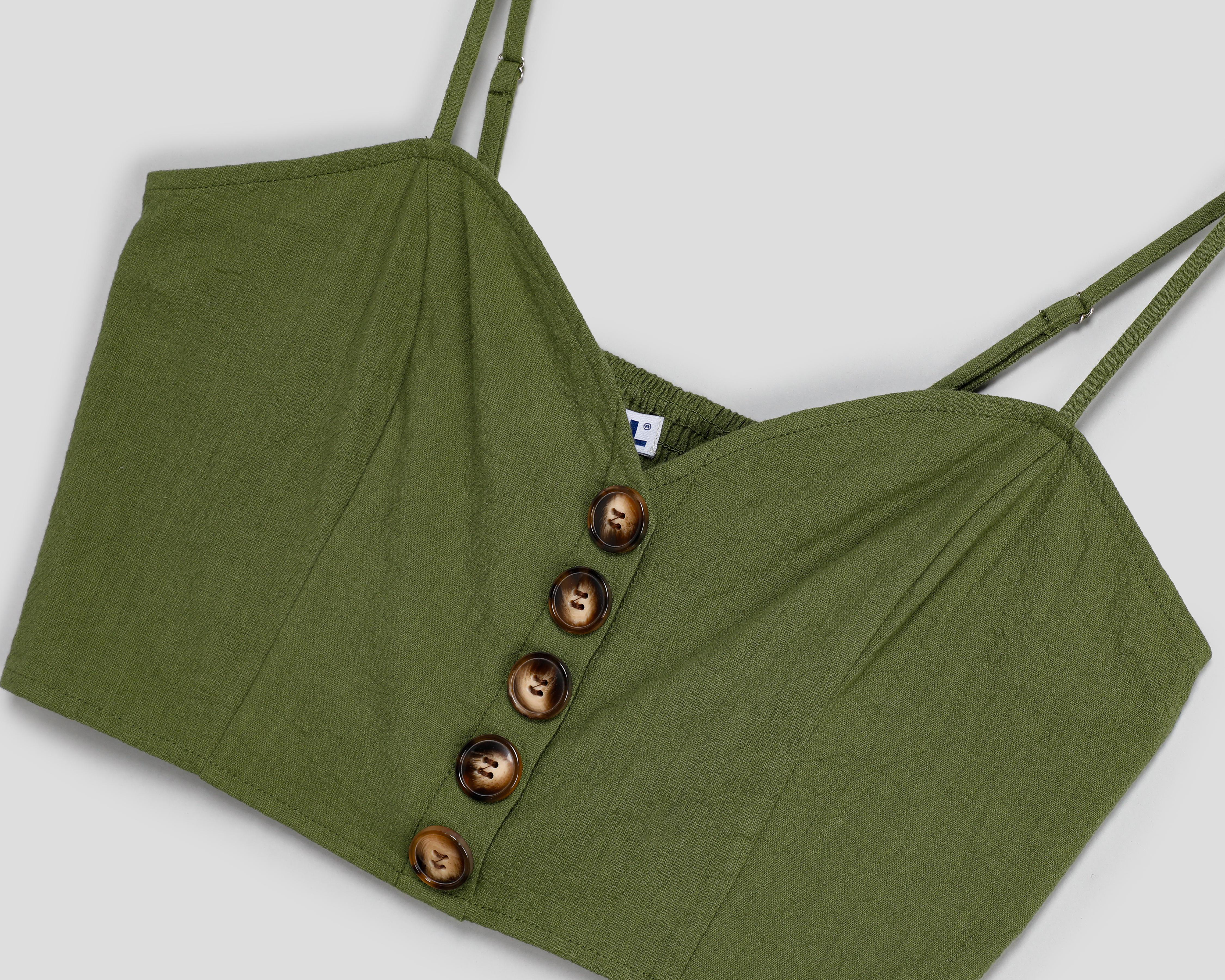 Foto 3 | Crop Top y Short Refill Verde para Mujer