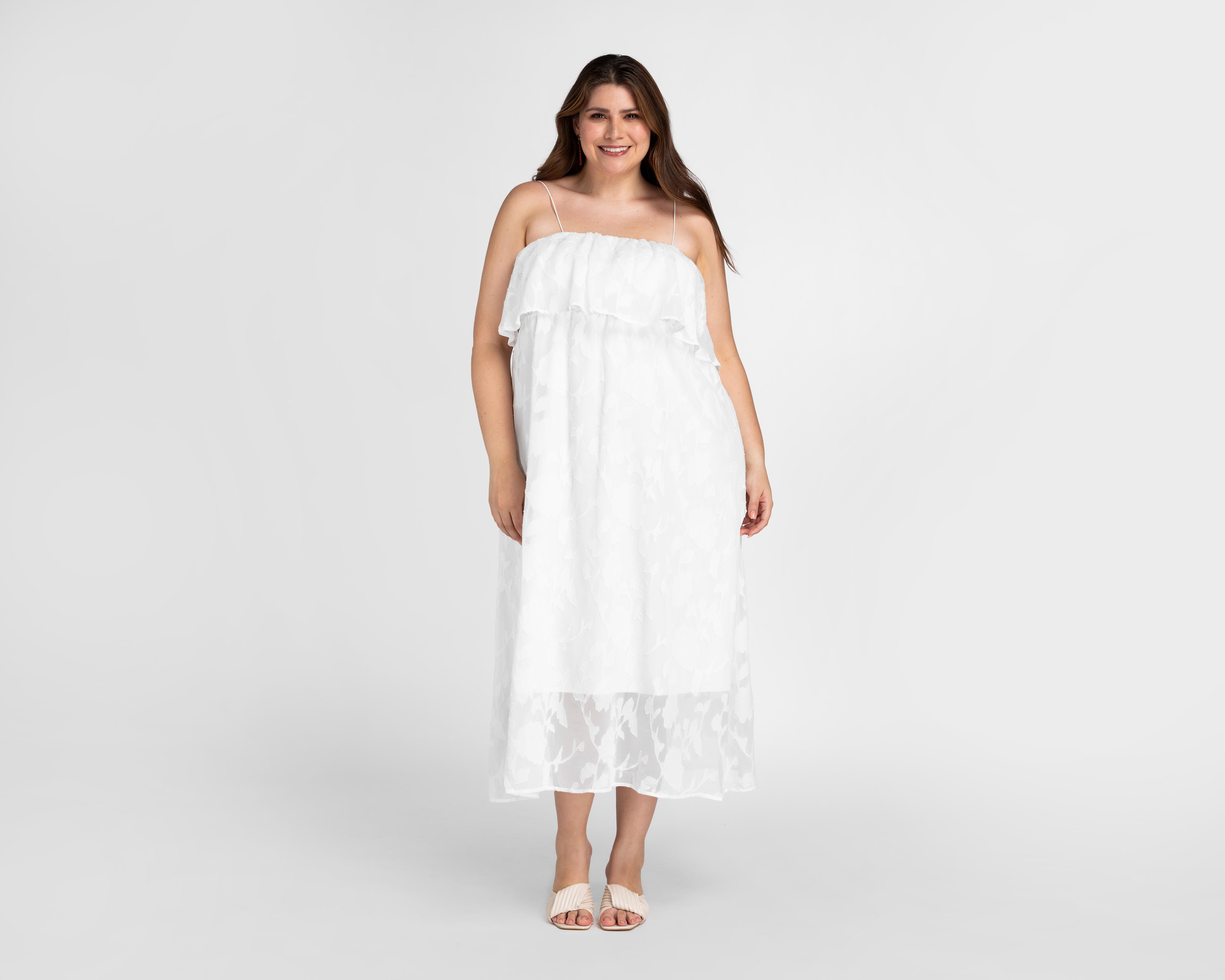 Foto 2 pulgar | Vestido Casual Sahara Blanco de Tirantes para Mujer