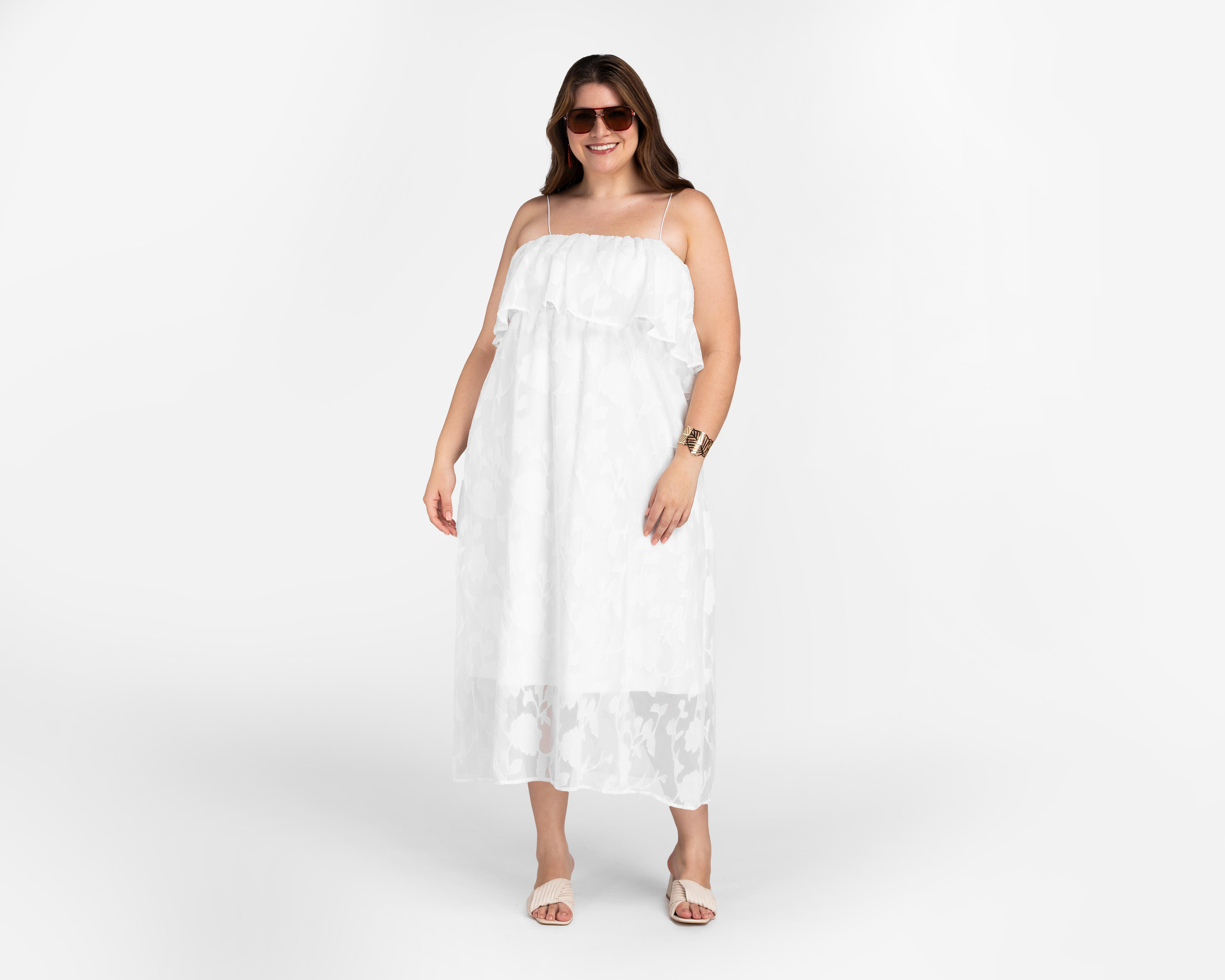 Foto 3 pulgar | Vestido Casual Sahara Blanco de Tirantes para Mujer