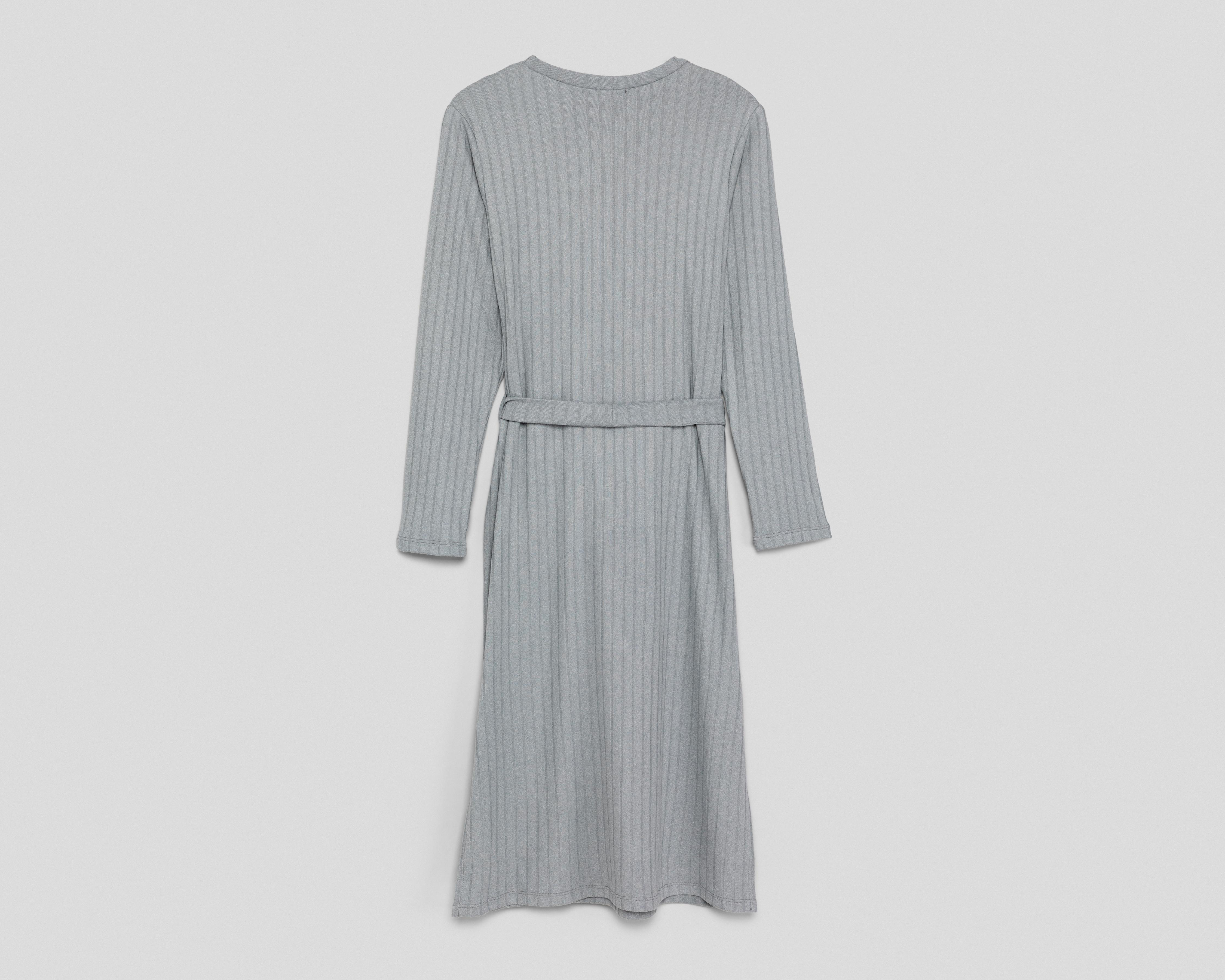 Foto 3 pulgar | Vestido Casual Sahara Manga Larga Gris Midi para Mujer