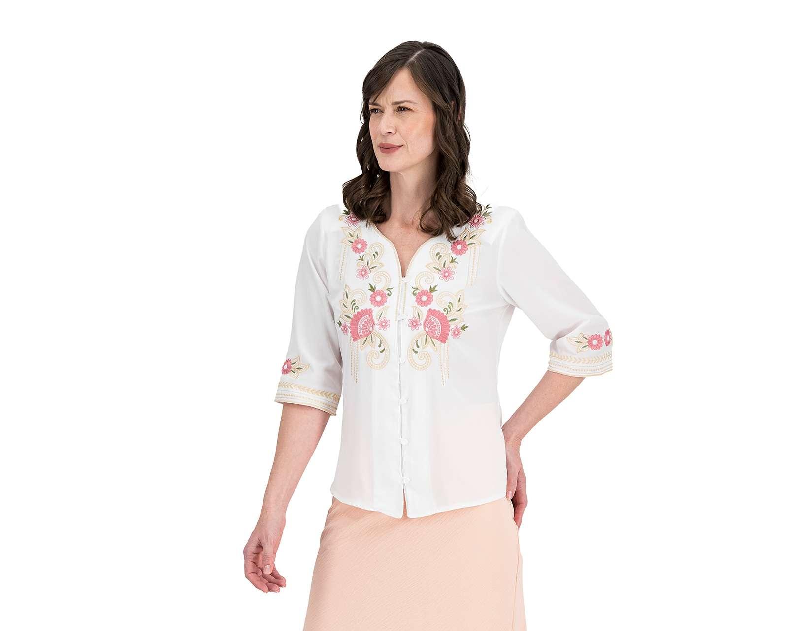 Foto 2 | Blusa Paloma Manga 3/4 con Bordado