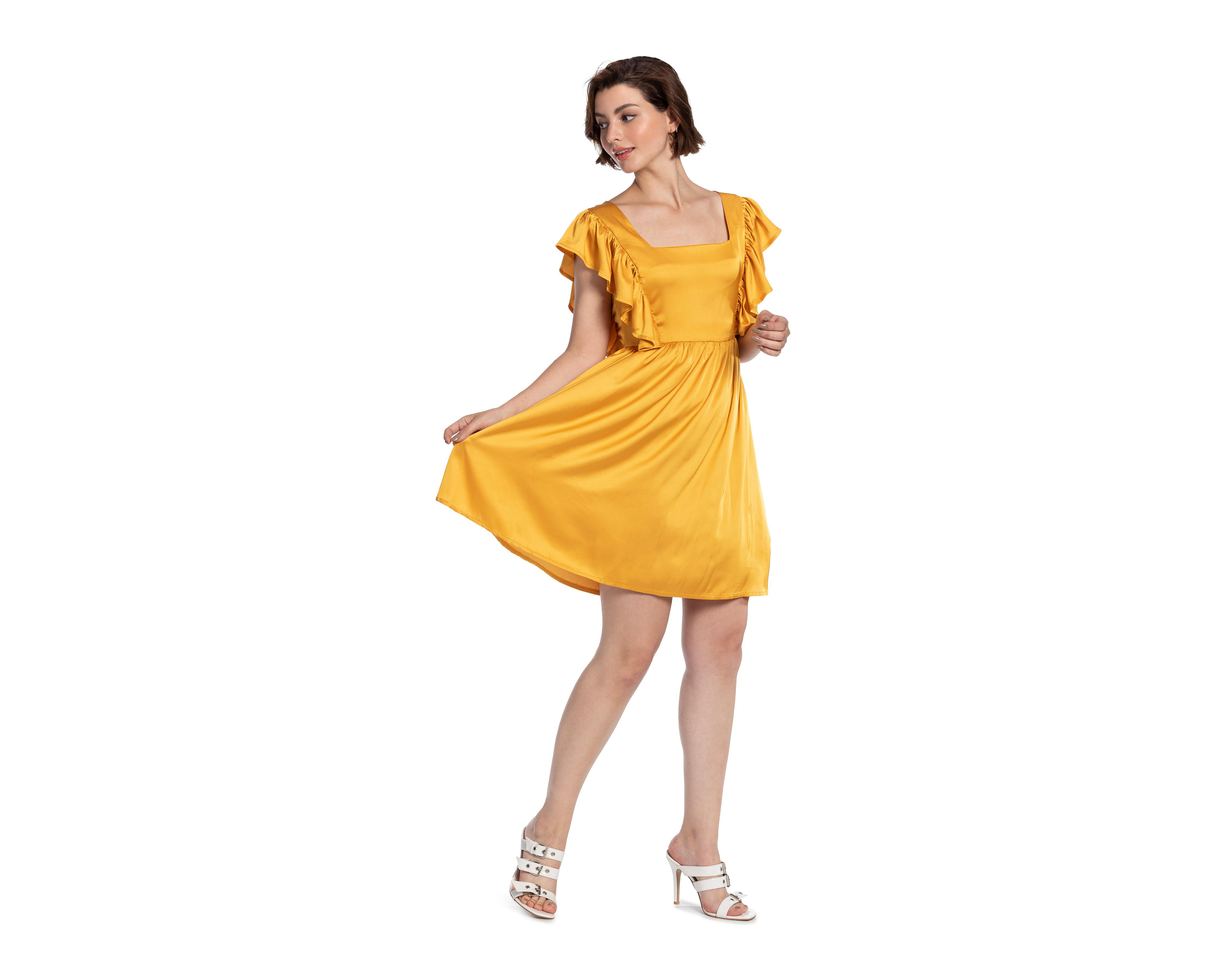 Foto 3 pulgar | Vestido Meirius Casual Amarillo