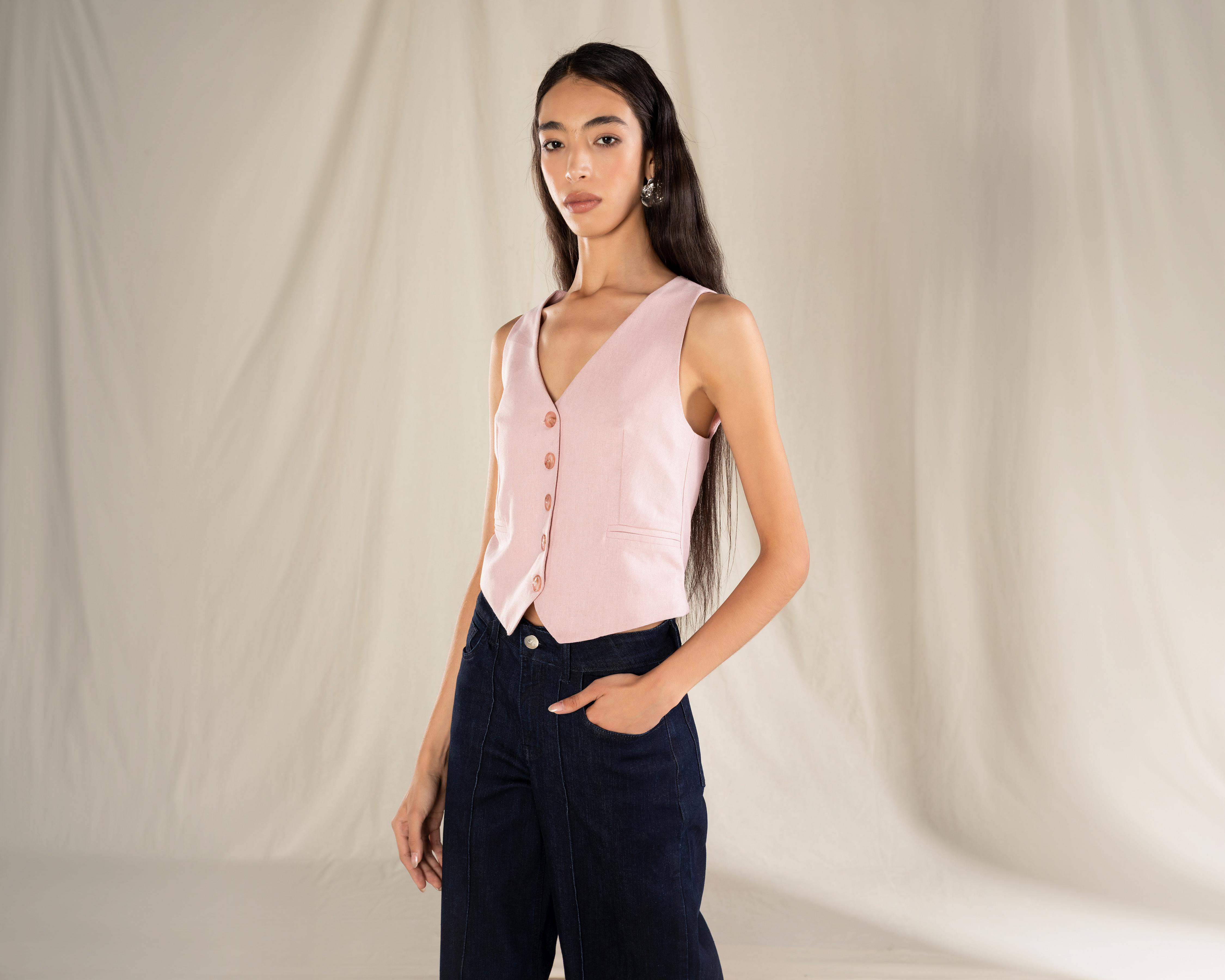 Foto 2 | Chaleco Rosa Strona para Mujer