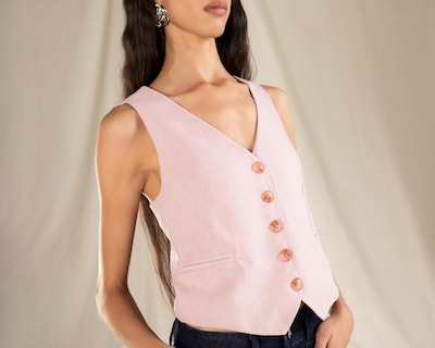 Foto 4 | Chaleco Rosa Strona para Mujer