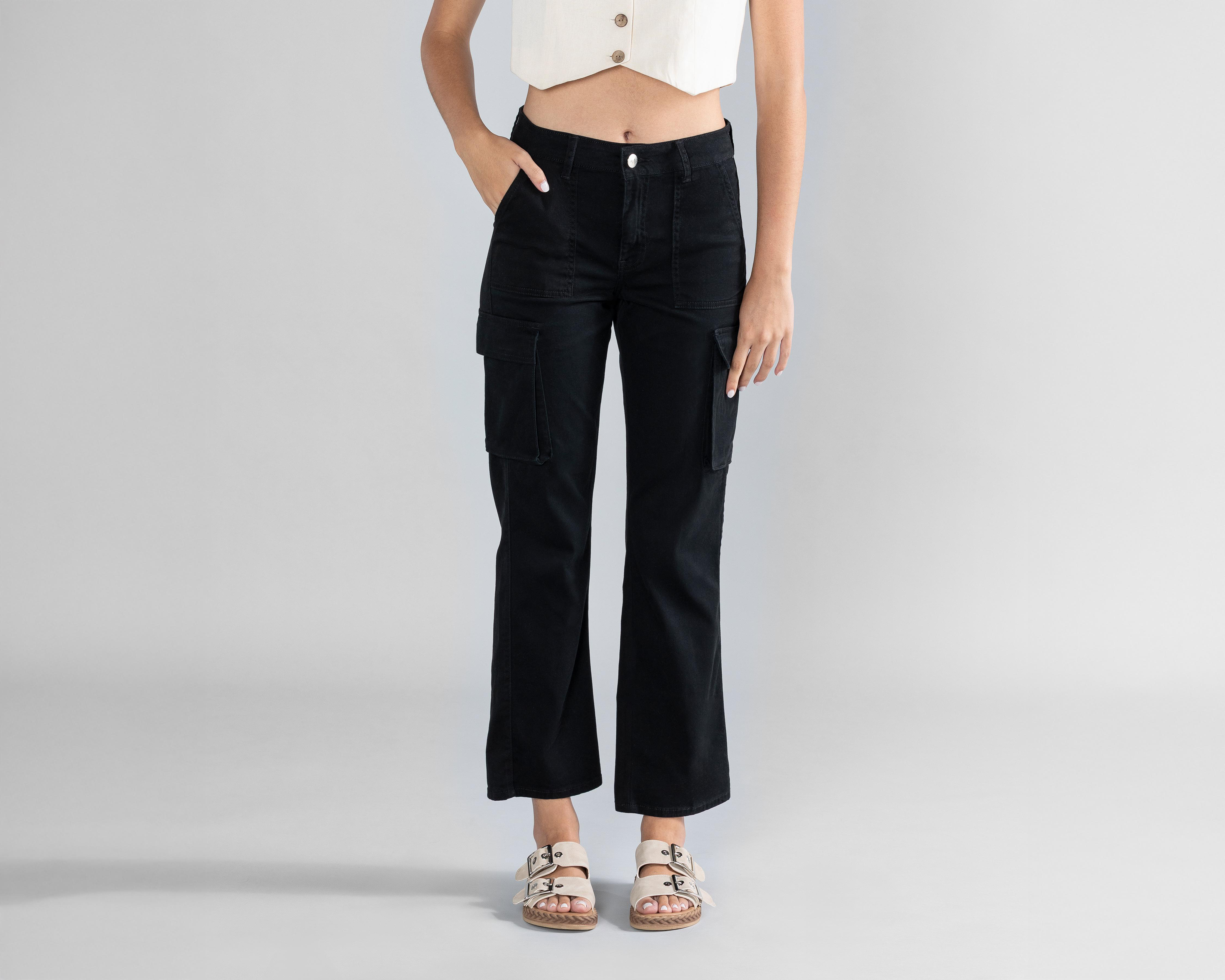 Foto 3 pulgar | Pantalón de Gabardina Strona Negro para Mujer