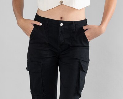 Foto 4 | Pantalón de Gabardina Strona Negro para Mujer