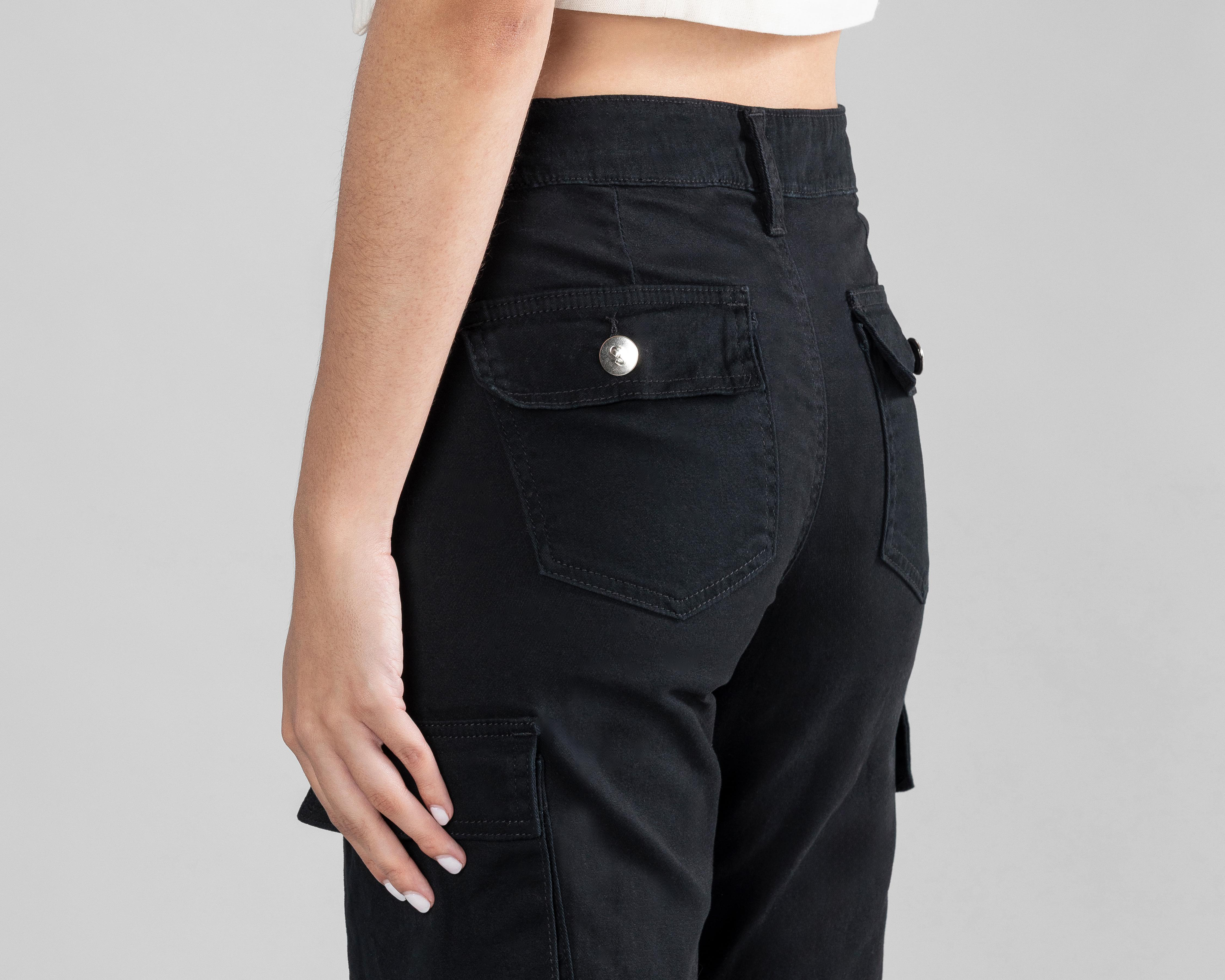 Foto 6 pulgar | Pantalón de Gabardina Strona Negro para Mujer