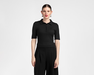 Foto 1 | Playera Polo Sahara Manga Corta Negra para Mujer