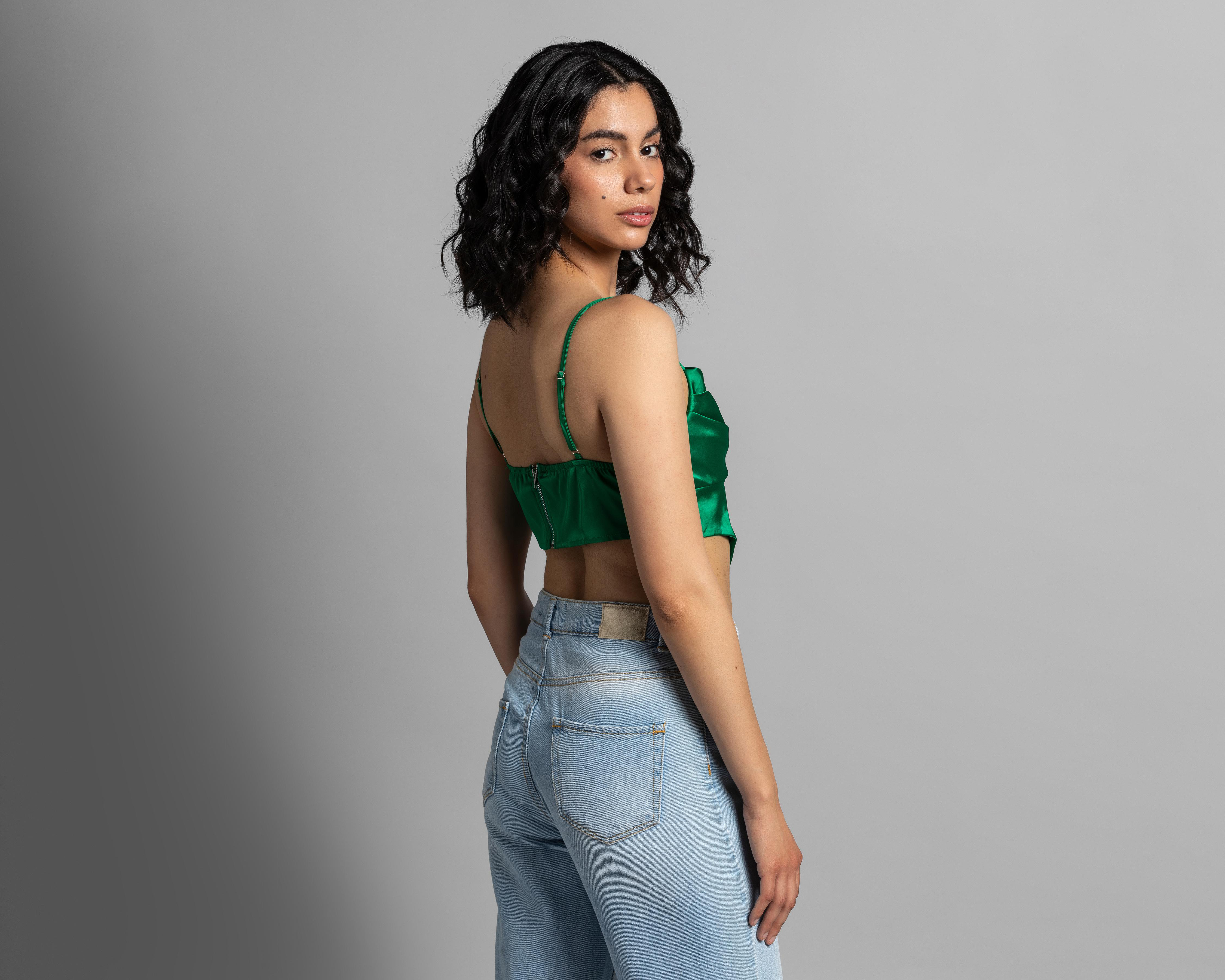 Foto 4 pulgar | Crop Top Thinner de Tirantes con Cuello Drapeado