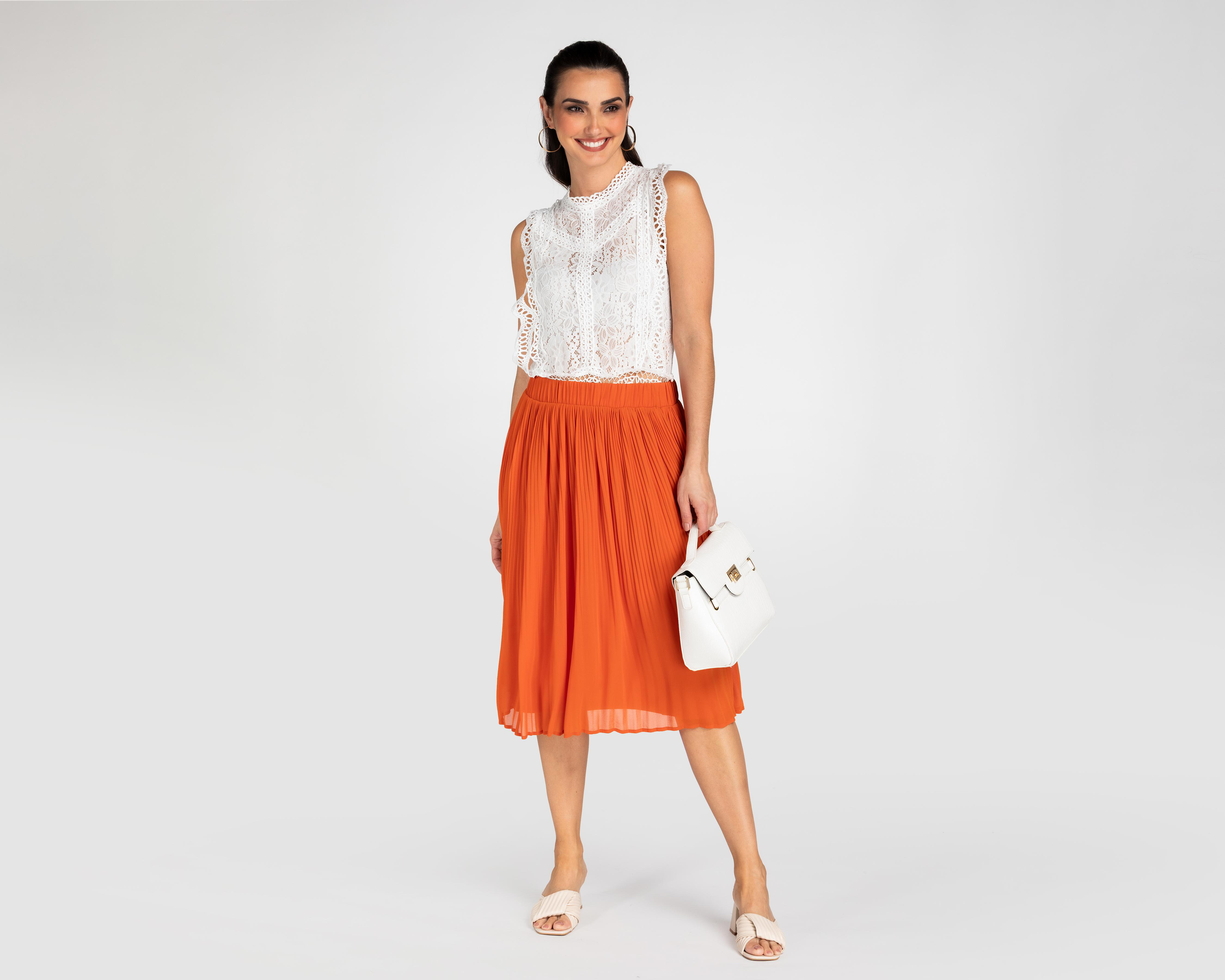 Foto 2 | Falda Midi Lady Sun Roja para Mujer