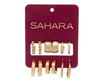 Foto 1 | Arracadas Sahara Doradas 6 Pares