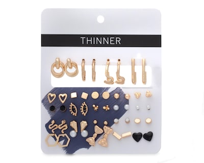 Foto 1 | Aretes Thinner Dorados 24 Pares