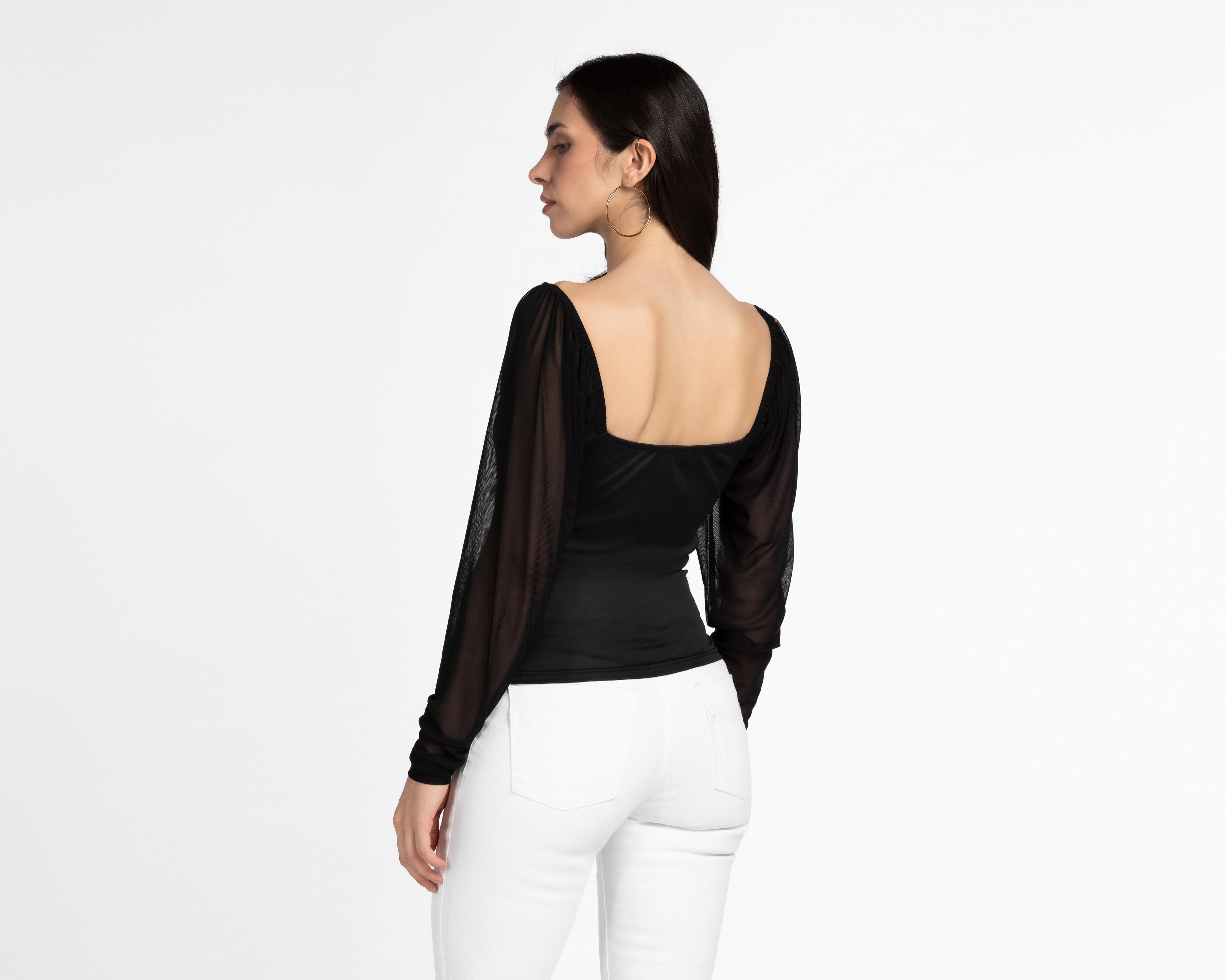 Foto 4 pulgar | Blusa Sahara Manga Larga con Mesh