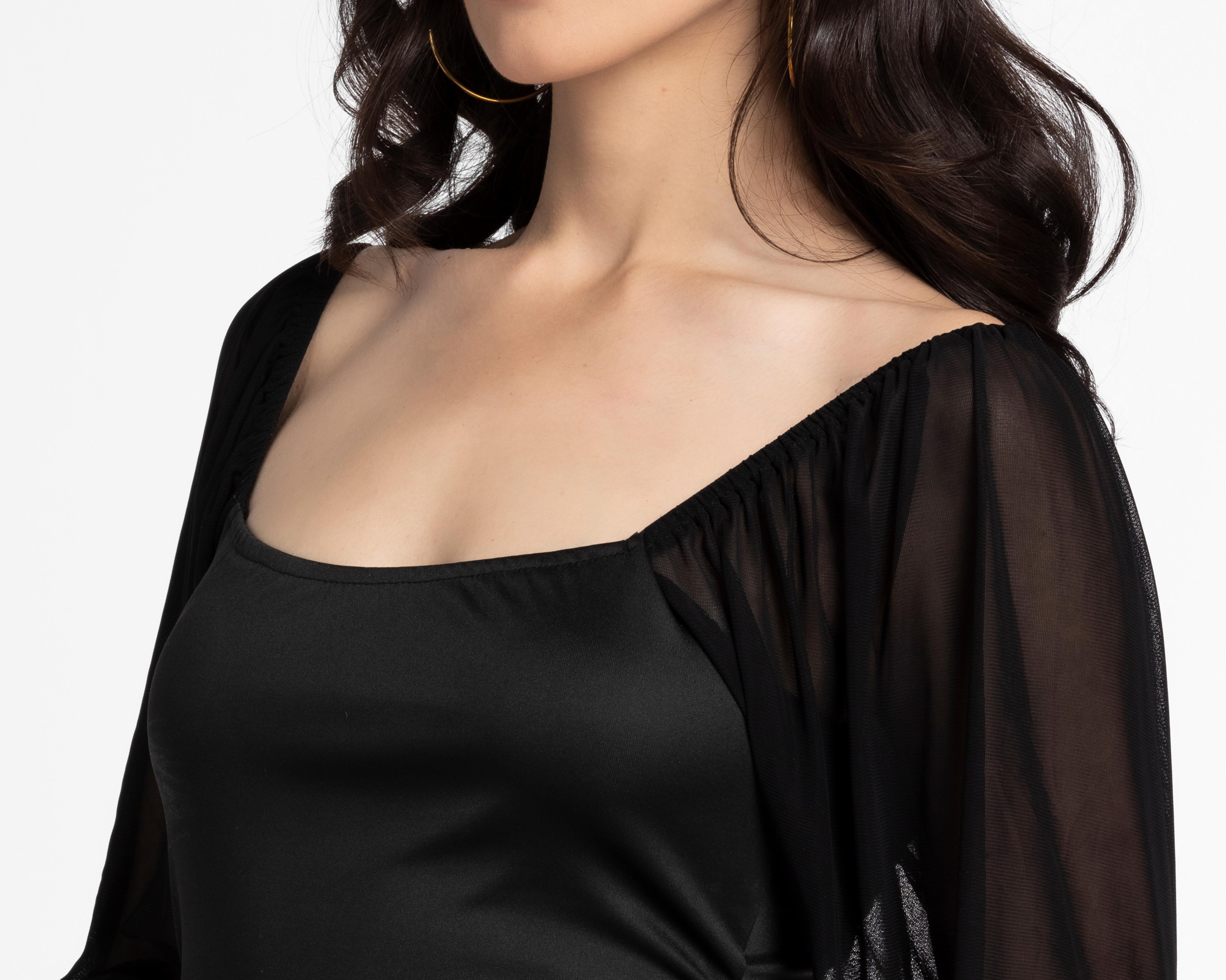 Foto 5 pulgar | Blusa Sahara Manga Larga con Mesh