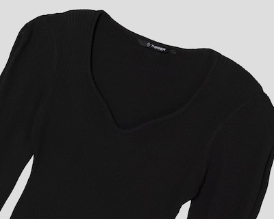 Foto 3 | Vestido Casual Thinner Negro Manga Larga Cuello V