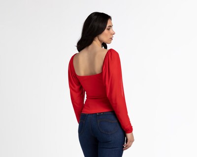 Foto 3 | Blusa Thinner Roja Manga Larga