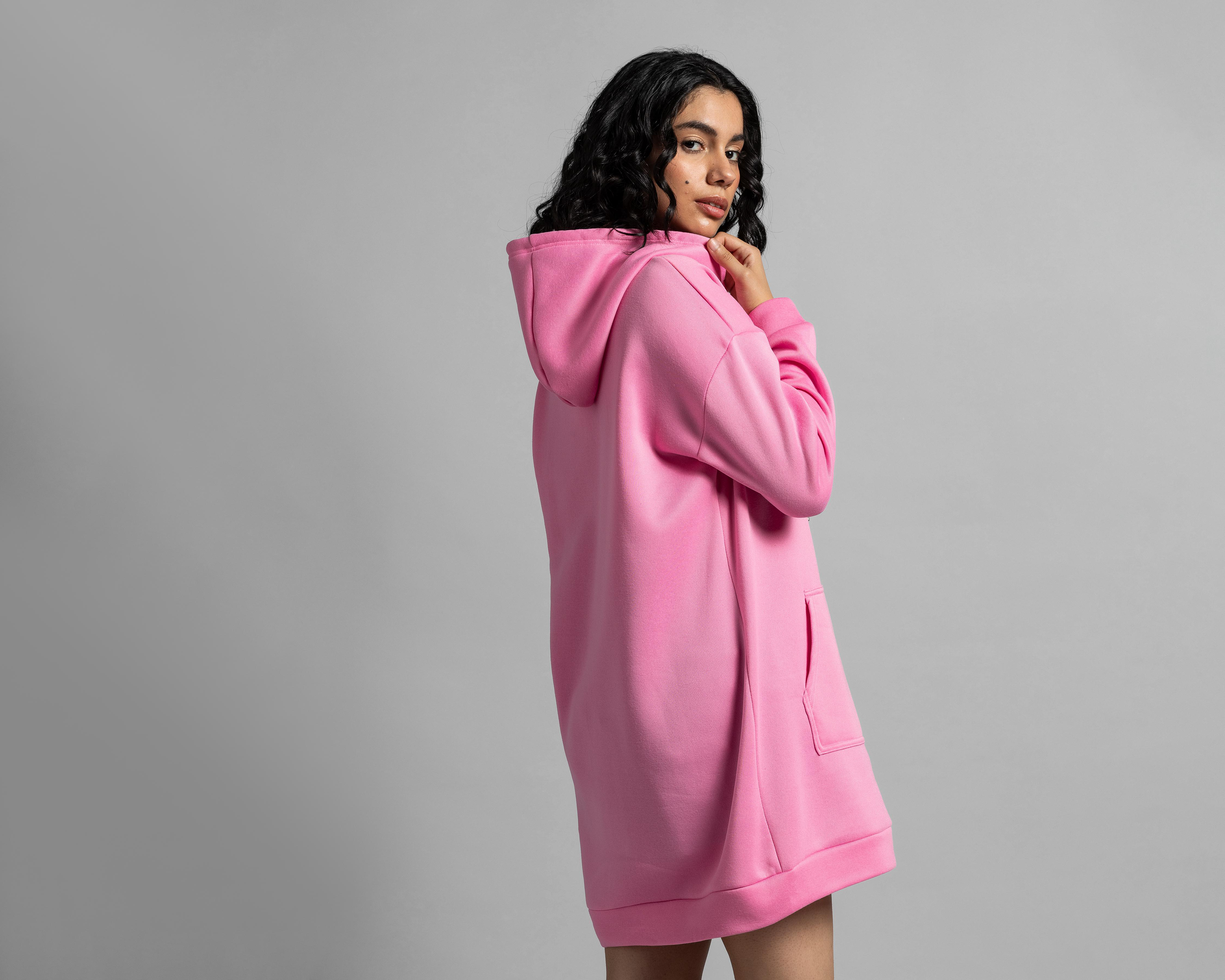 Foto 4 pulgar | Sudadera Thinner Rosa con Gorro