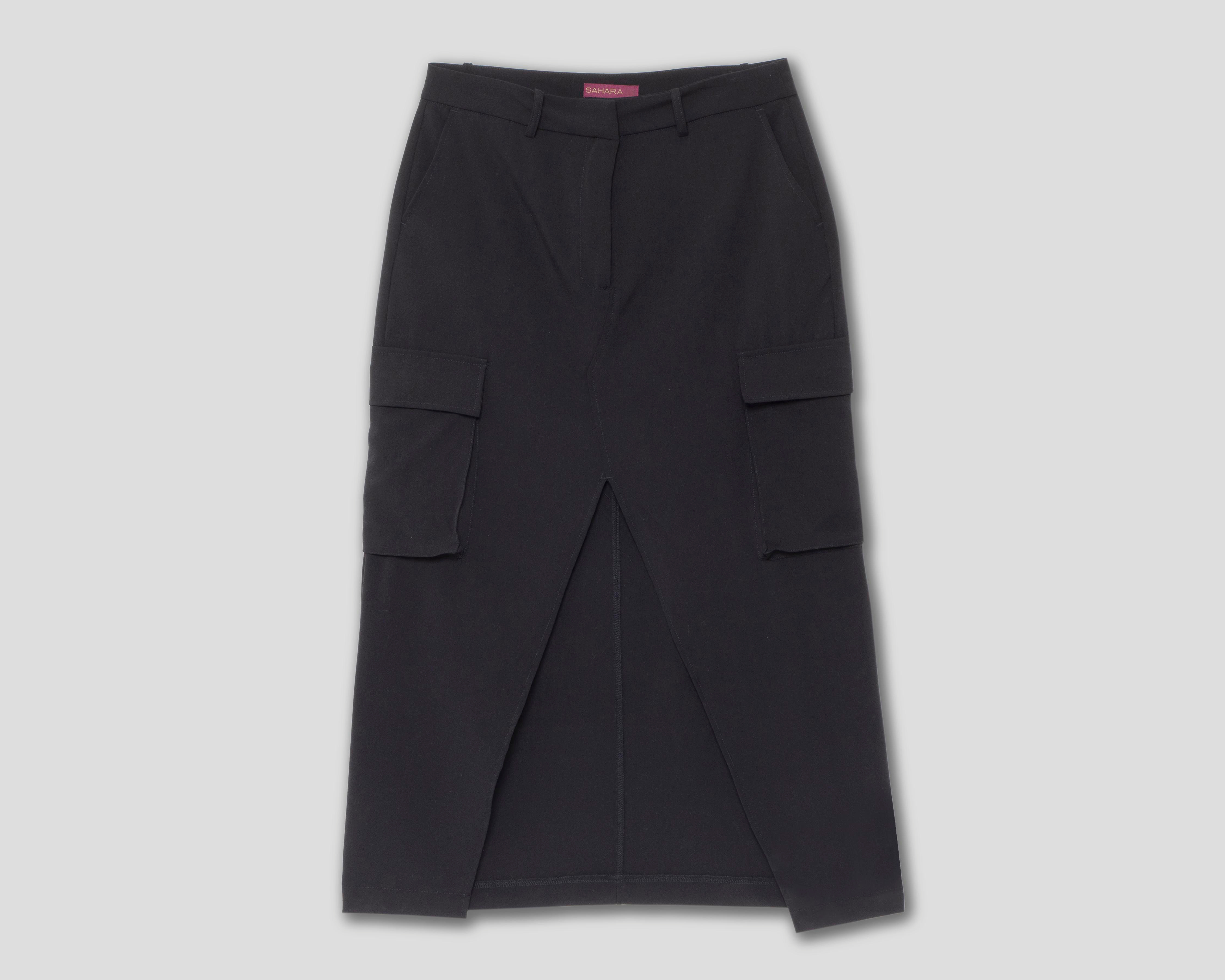 Falda Midi Sahara Negra para Mujer