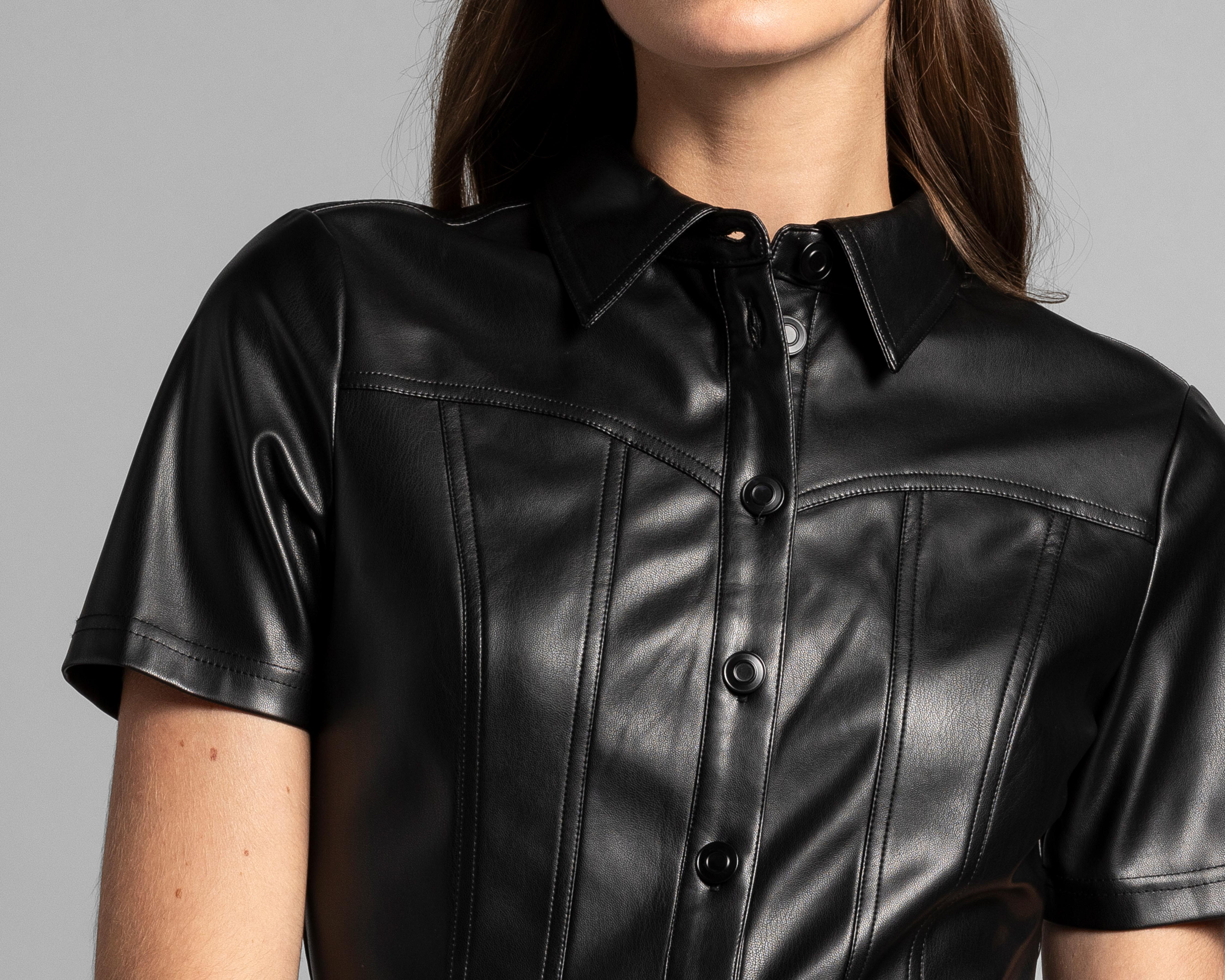 Foto 5 | Vestido Casual Thinner tipo Cuero con Botones