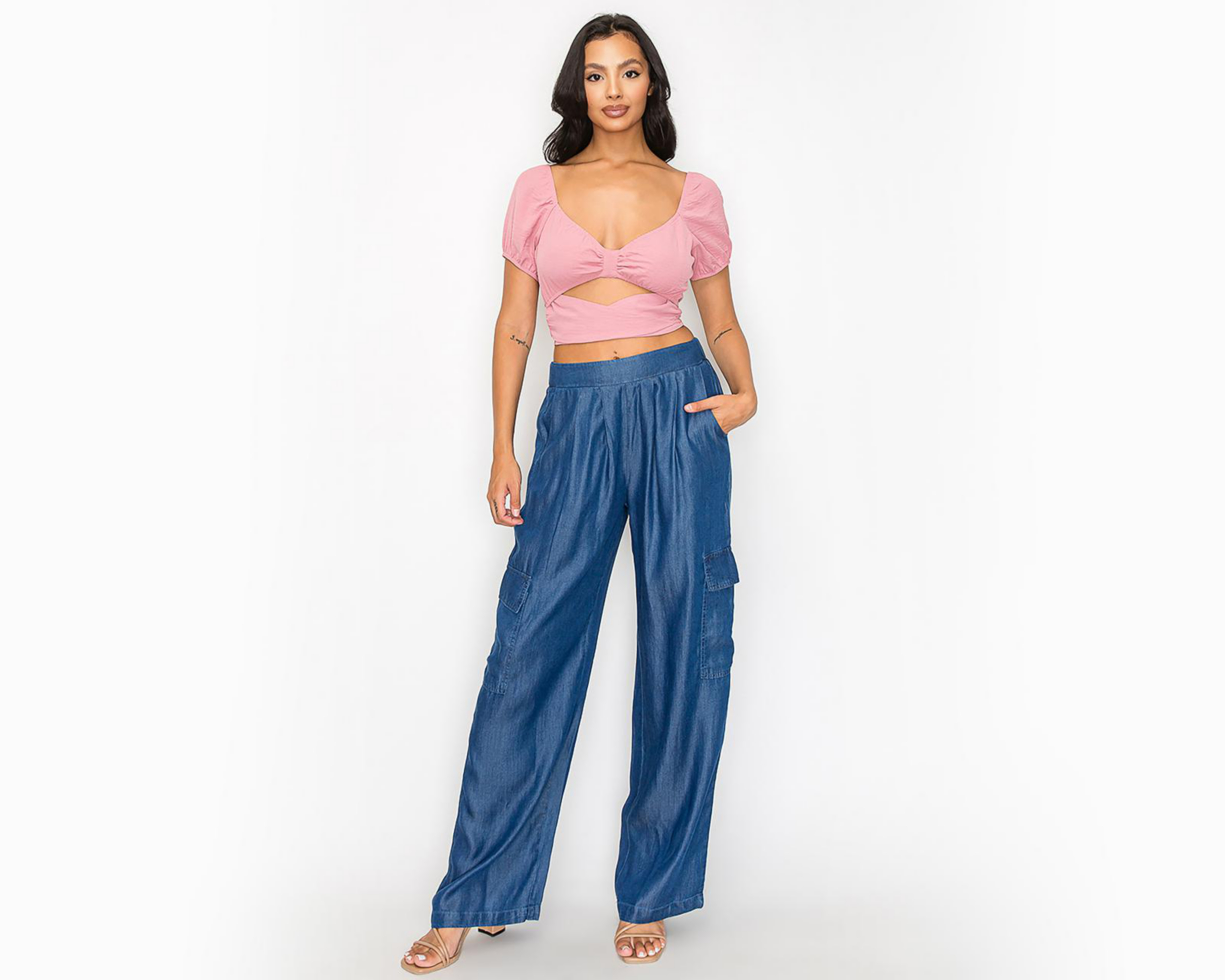 Foto 5 pulgar | Pantalón Cargo Strona Azul para Mujer