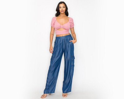 Foto 4 | Pantalón Cargo Strona Azul para Mujer