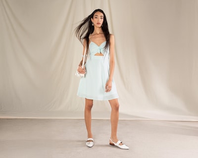 Foto 1 | Vestido Casual Strona con Tirantes Plisado Azul para Mujer