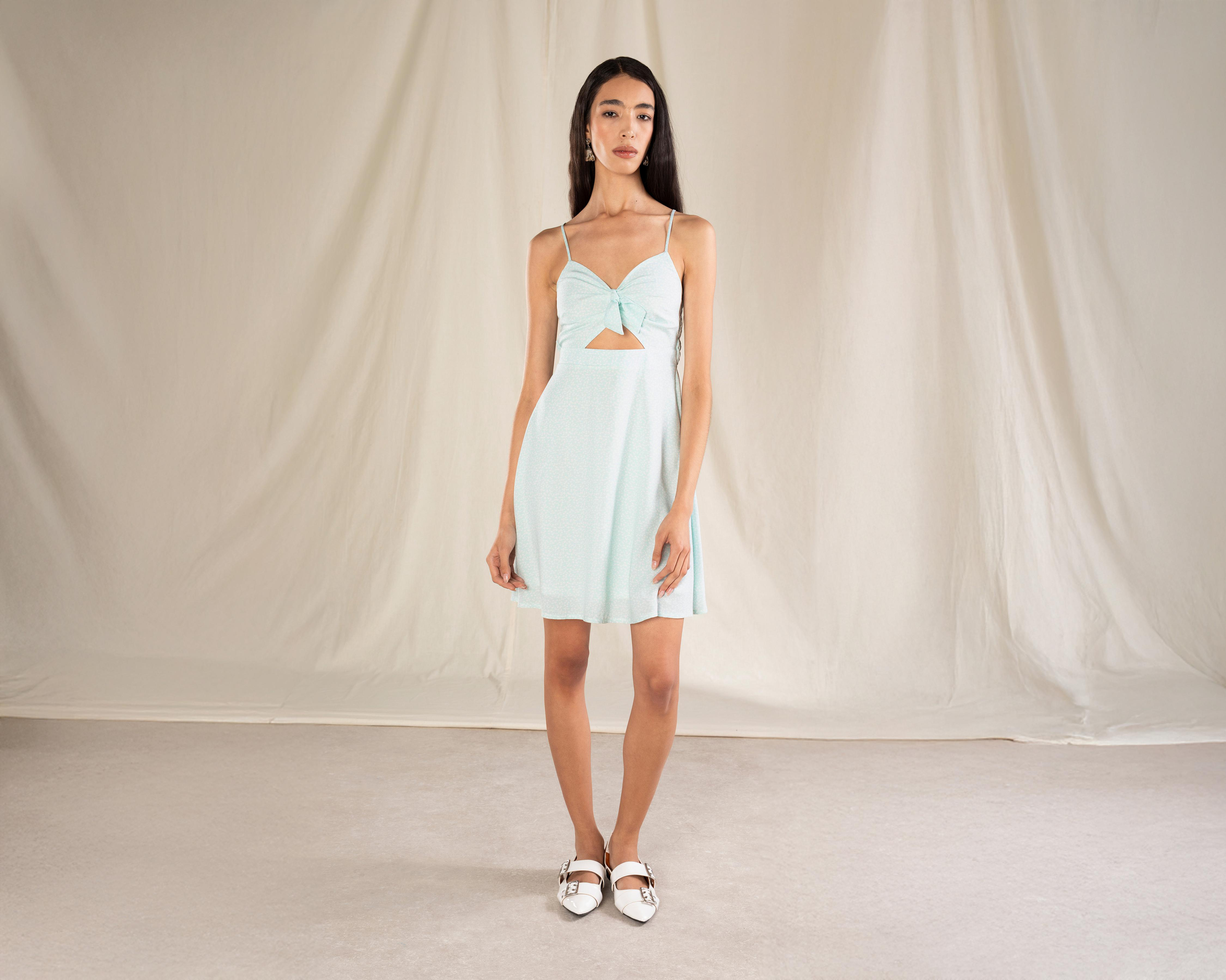 Foto 3 pulgar | Vestido Casual Strona con Tirantes Plisado Azul para Mujer