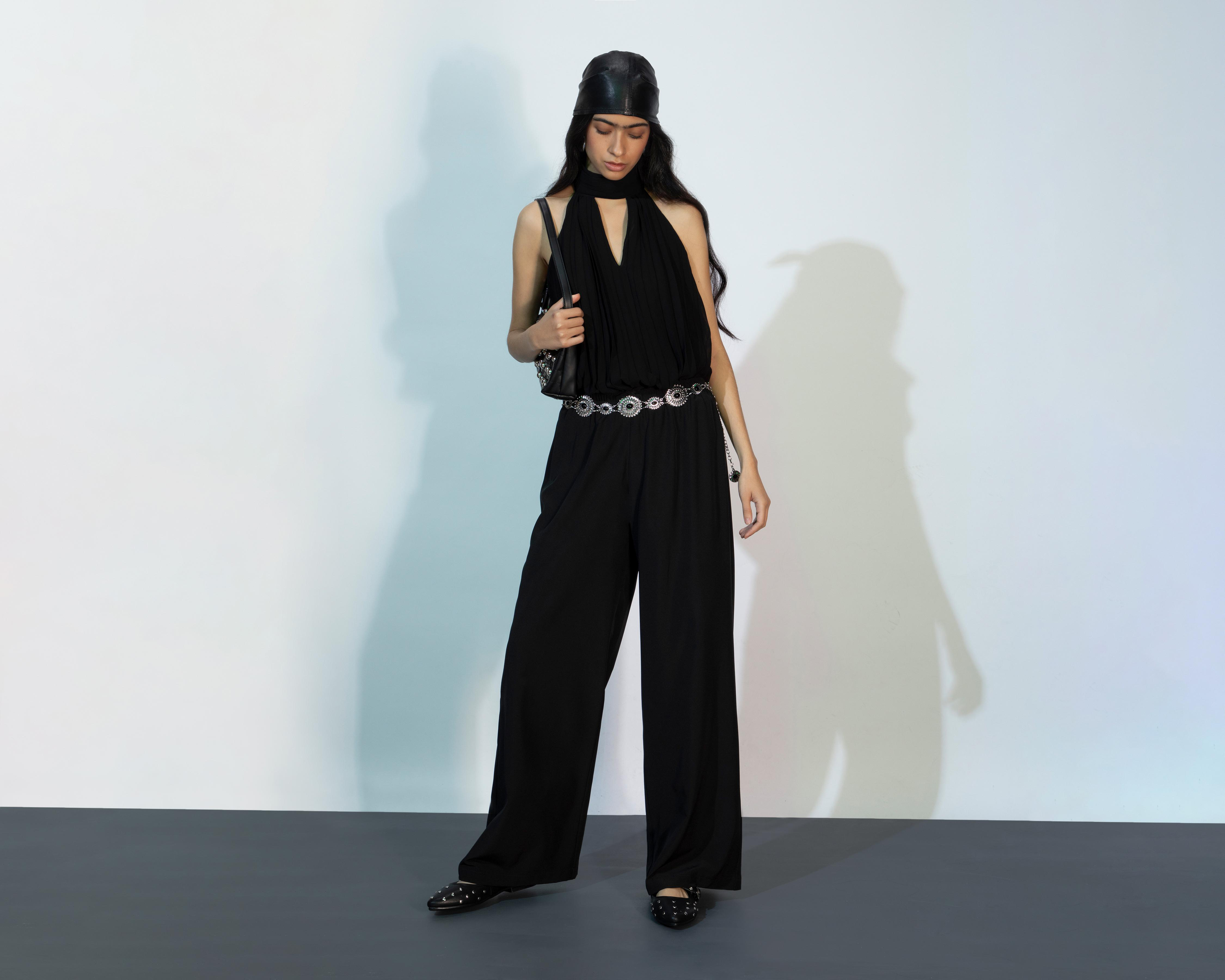 Foto 2 pulgar | Pantalón Ancho Strona Negro para Mujer