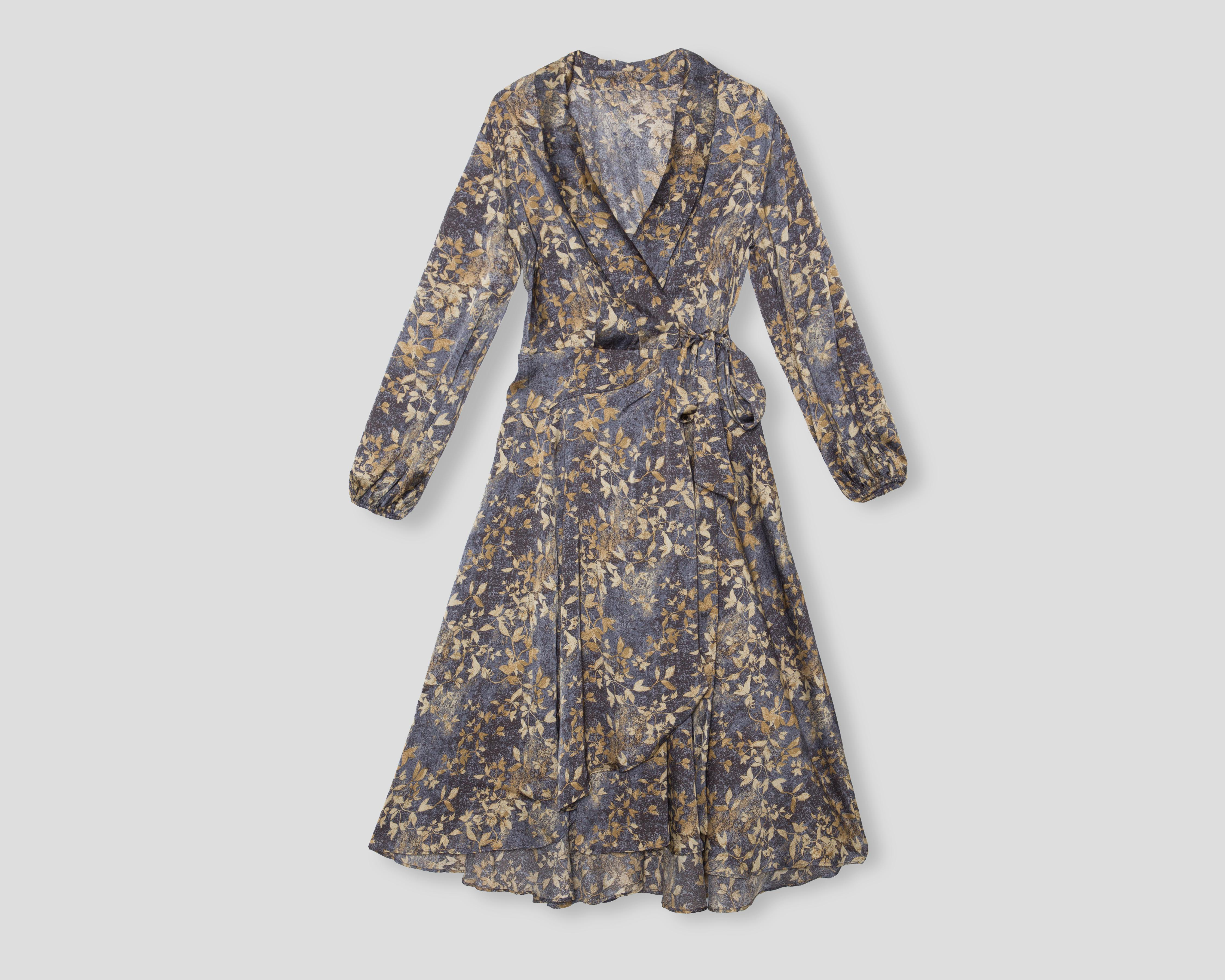 Foto 2 pulgar | Vestido de Coctel Sahara Floral Manga Larga con Escote V para Mujer