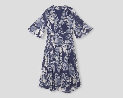 Foto 1 | Vestido de Coctel Sahara Azul Marino Floral con Escote V para Mujer