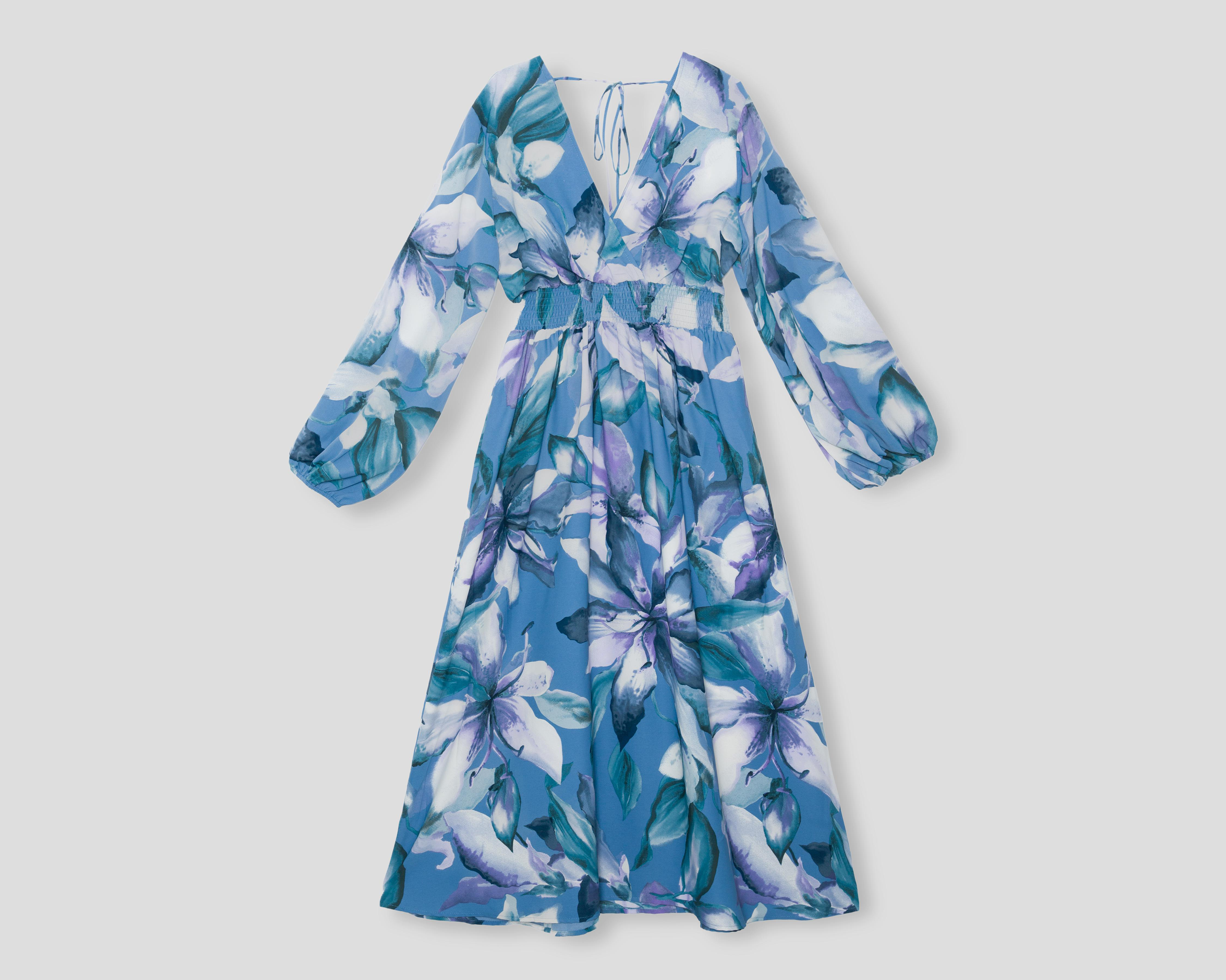 Foto 2 pulgar | Vestido Coctel Sahara Midi Floral Azul para Mujer