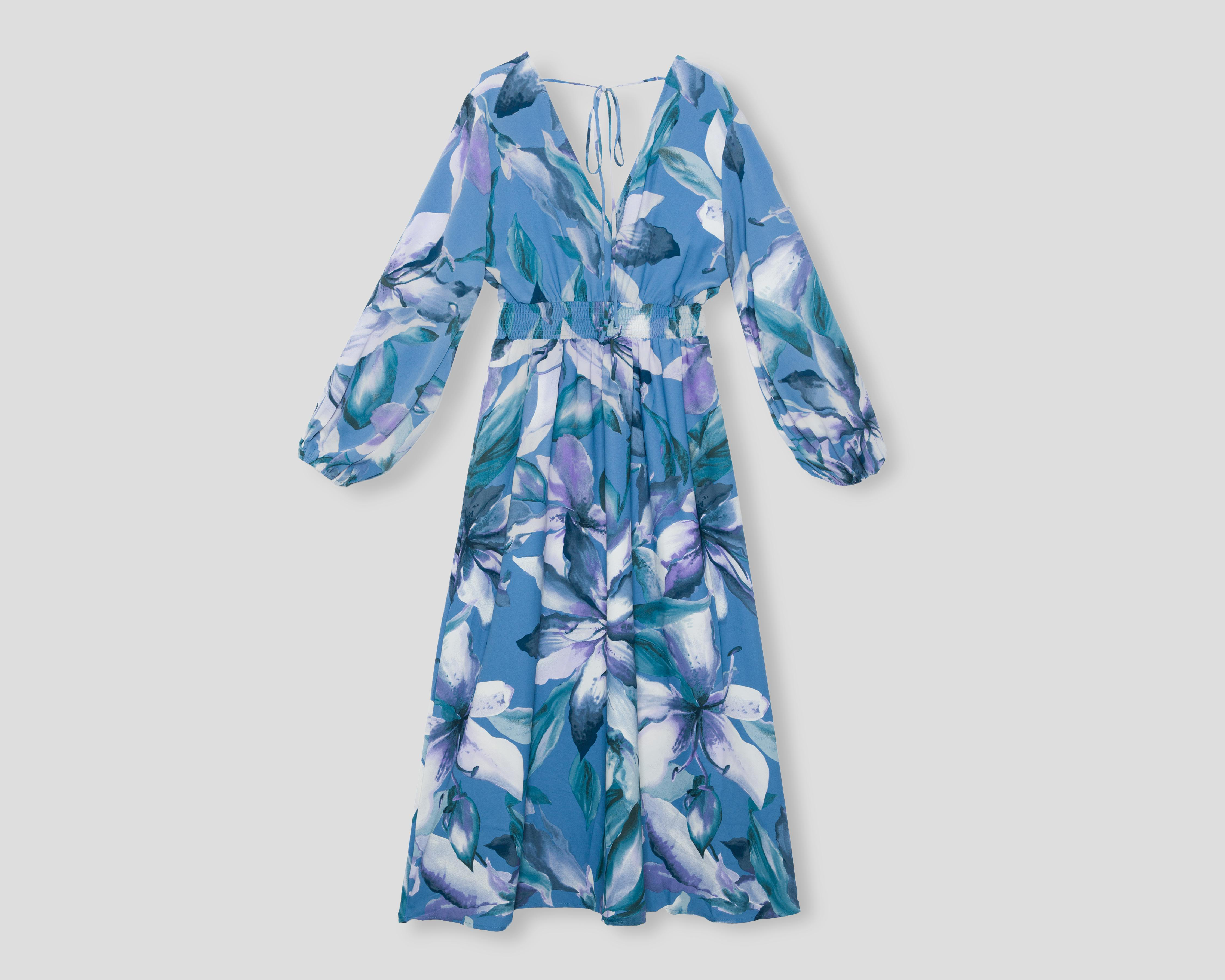 Foto 3 pulgar | Vestido Coctel Sahara Midi Floral Azul para Mujer
