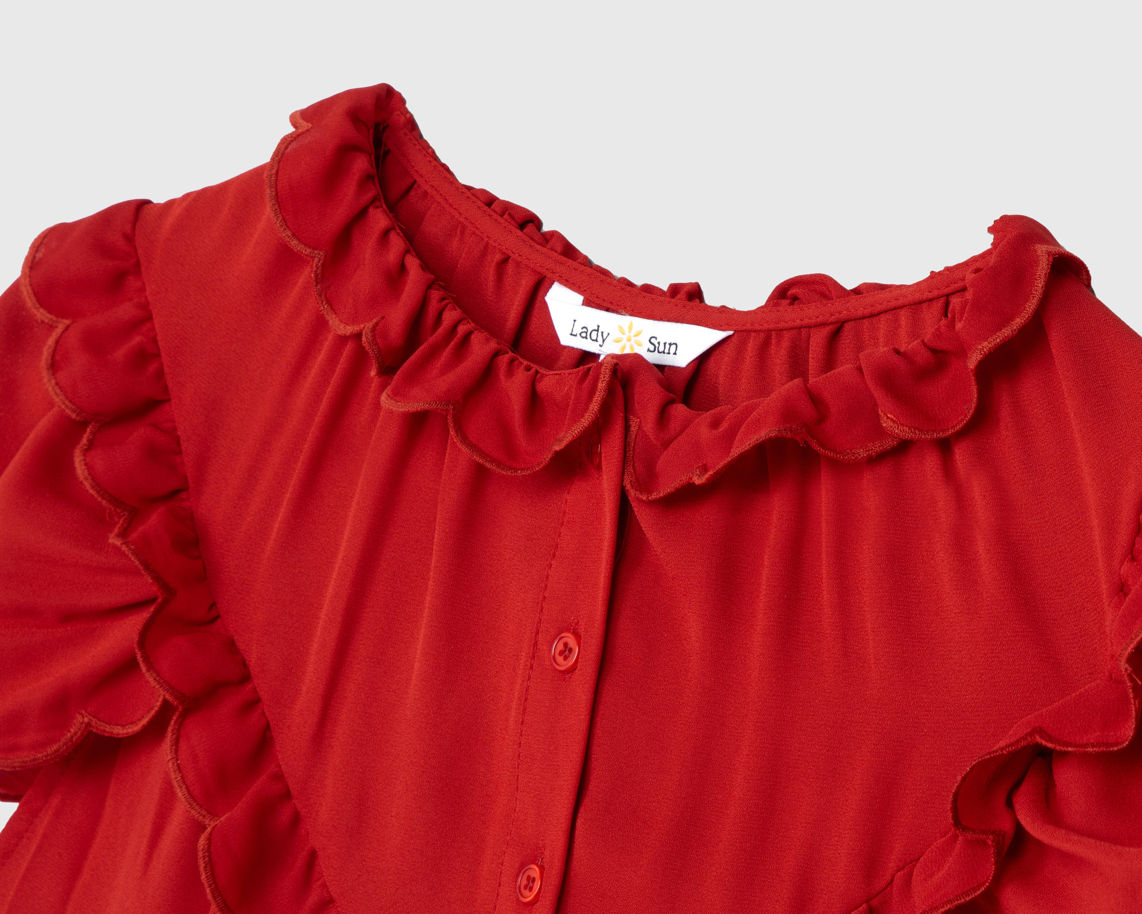 Foto 4 pulgar | Blusa Lady Sun con Olanes para Mujer